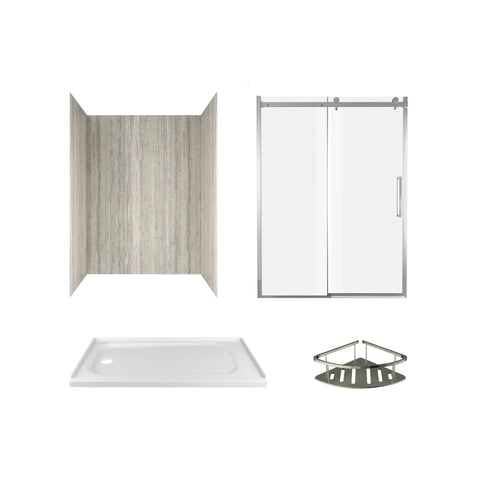 Passage 72-Inch High Semi-Frameless Top-Roller Sliding Shower Door