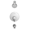 [TU064508.002] Serin® 1.75 gpm/6.6 L/min Tub and Shower Trim Kit With Water-Saving 3-Function Shower Head, Double Ceramic Pressure Balance Cartridge With Lever Handle - Polished Chrome