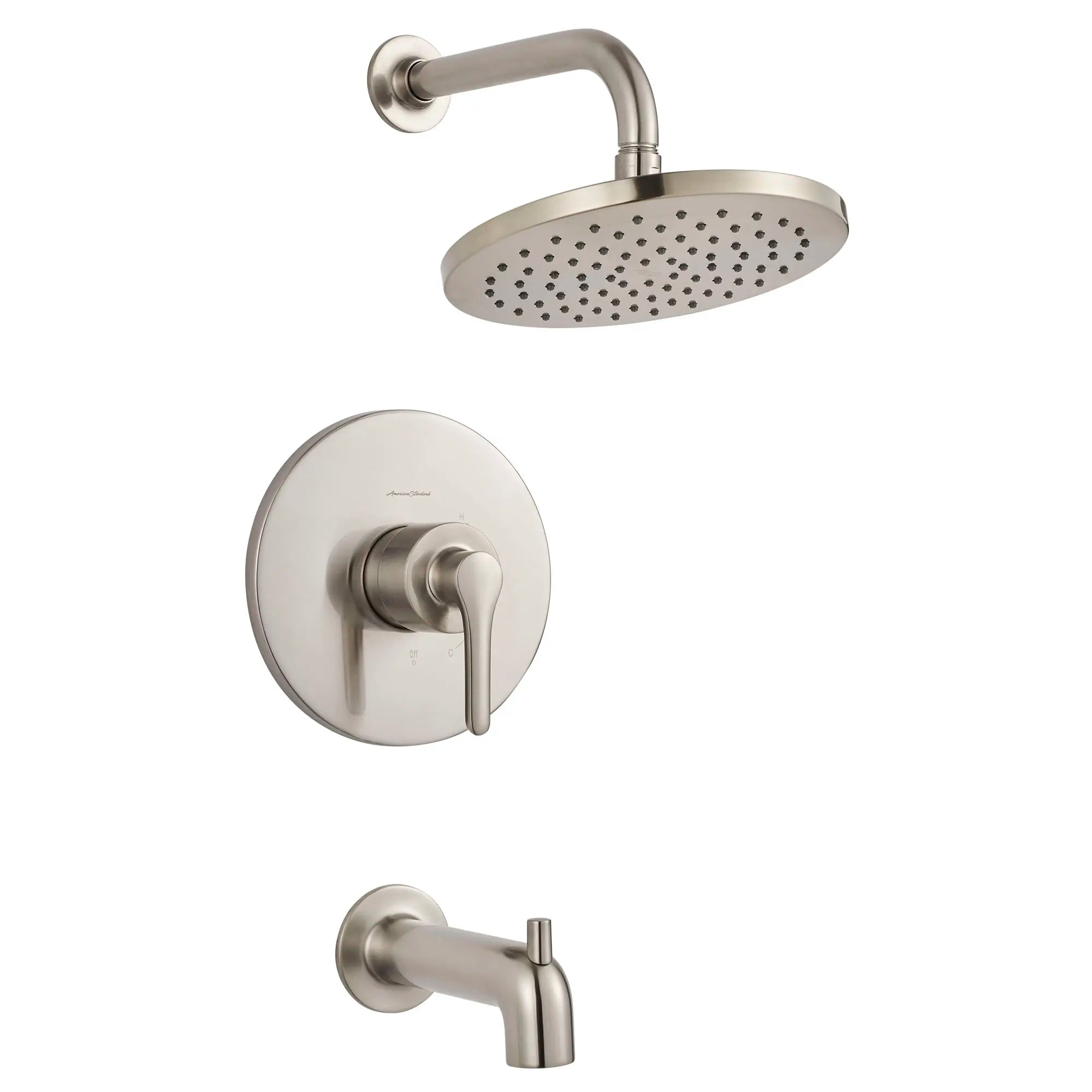 Studio® S 2.5 gpm/9.5 L/min Tub and Shower Trim Kit With Rain Showerhead, Double Ceramic Pressure Balance Cartridge With Lever Handle // BRUSHED NICKEL // 131862_TU105502295_1_0_CDNwebp.webp