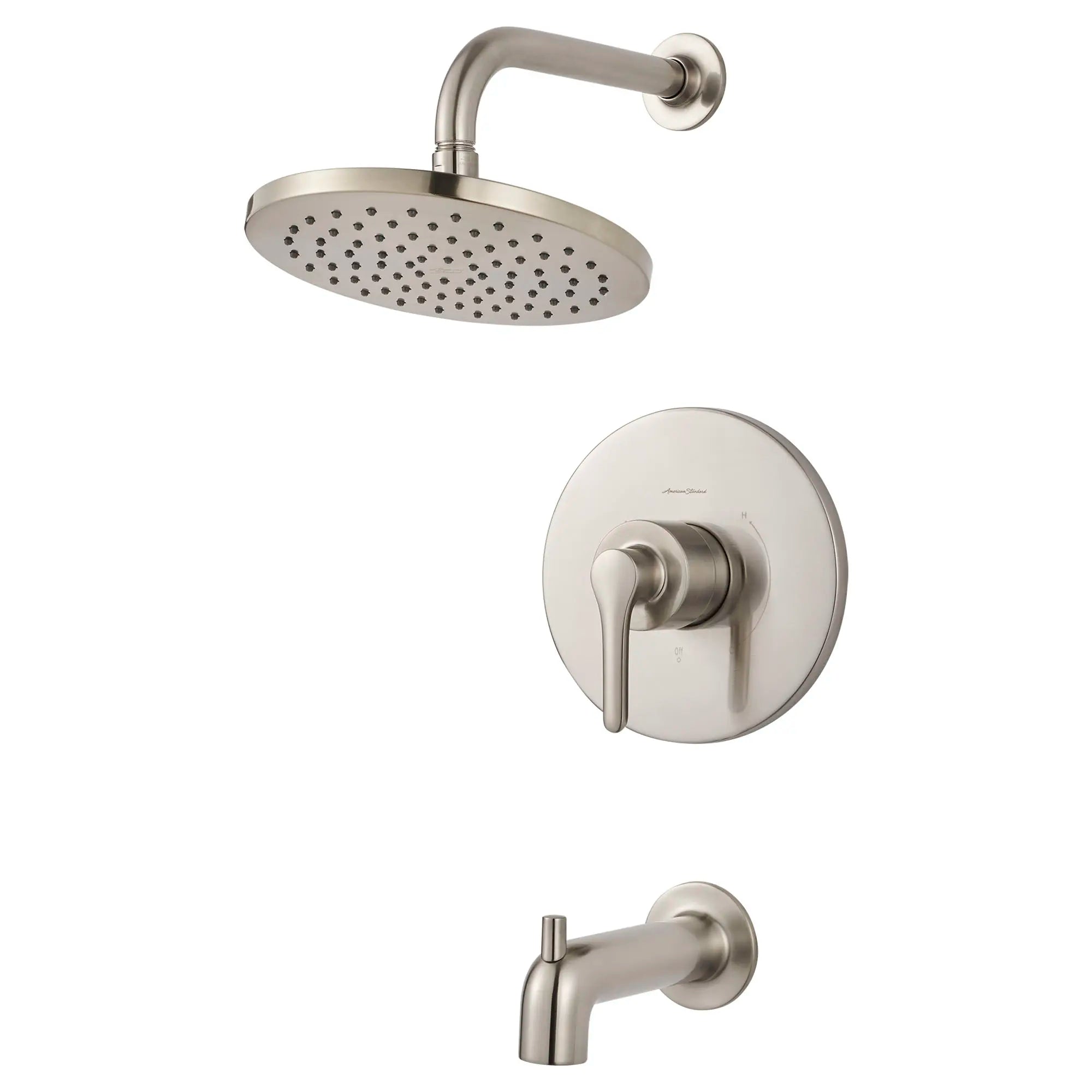 Studio® S 2.5 gpm/9.5 L/min Tub and Shower Trim Kit With Rain Showerhead, Double Ceramic Pressure Balance Cartridge With Lever Handle // BRUSHED NICKEL // 131863_TU105502295_2_0_CDNwebp.webp