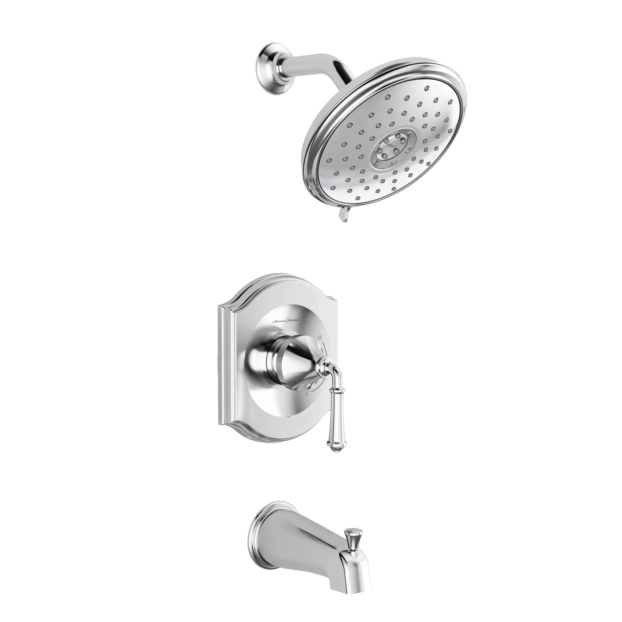 Portsmouth 1.8 GPM Tub and Shower Trim Kit with Water-Saving Showerhead and Double Ceramic Pressure Balance Cartridge with Lever Handle // POLISHED CHROME // 132310_TU415502002_1_0_CDNwebp.webp