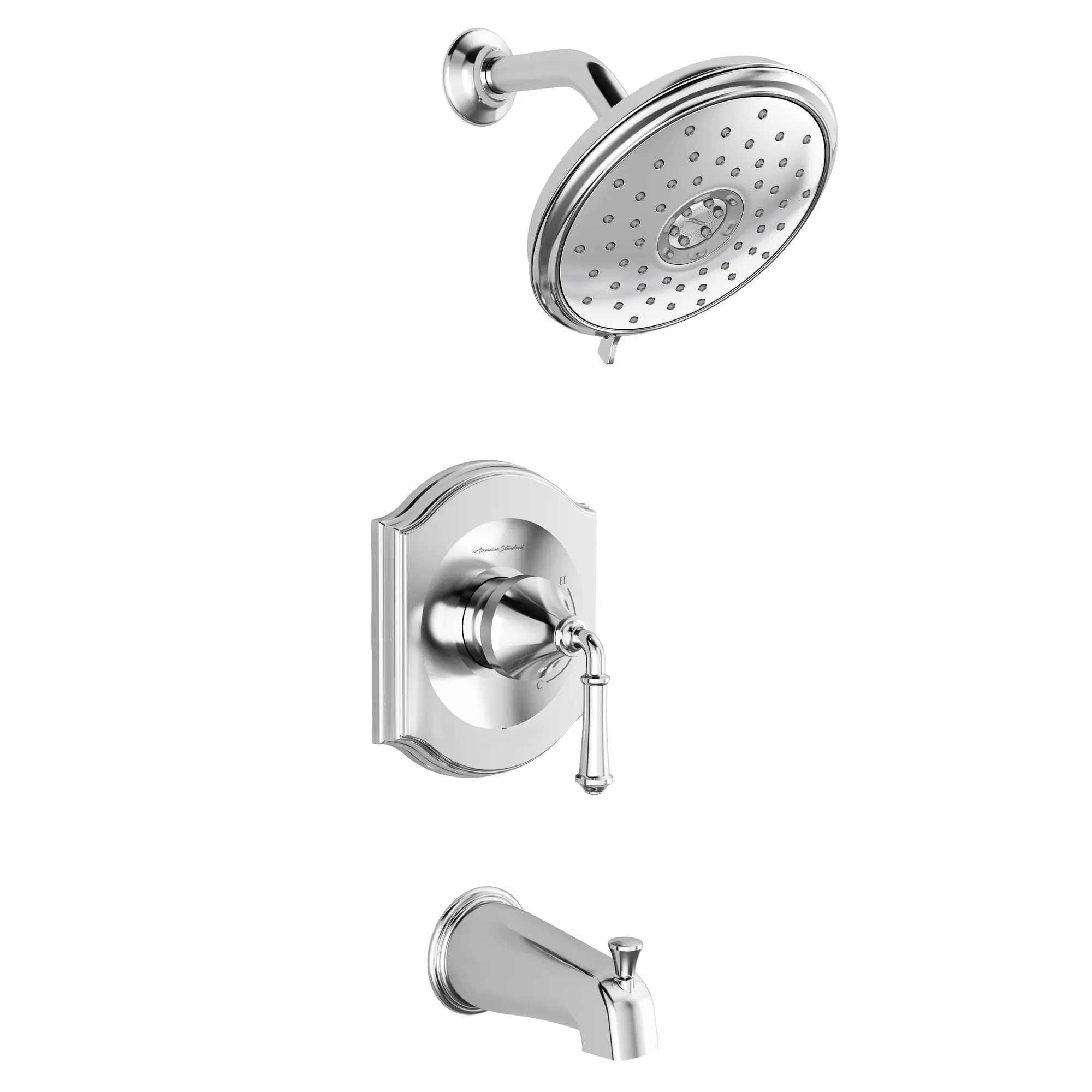 Portsmouth 1.8 GPM Tub and Shower Trim Kit with Water-Saving Showerhead and Double Ceramic Pressure Balance Cartridge with Lever Handle // POLISHED CHROME // 132311_TU415502002_1_0_CDNwebp.webp