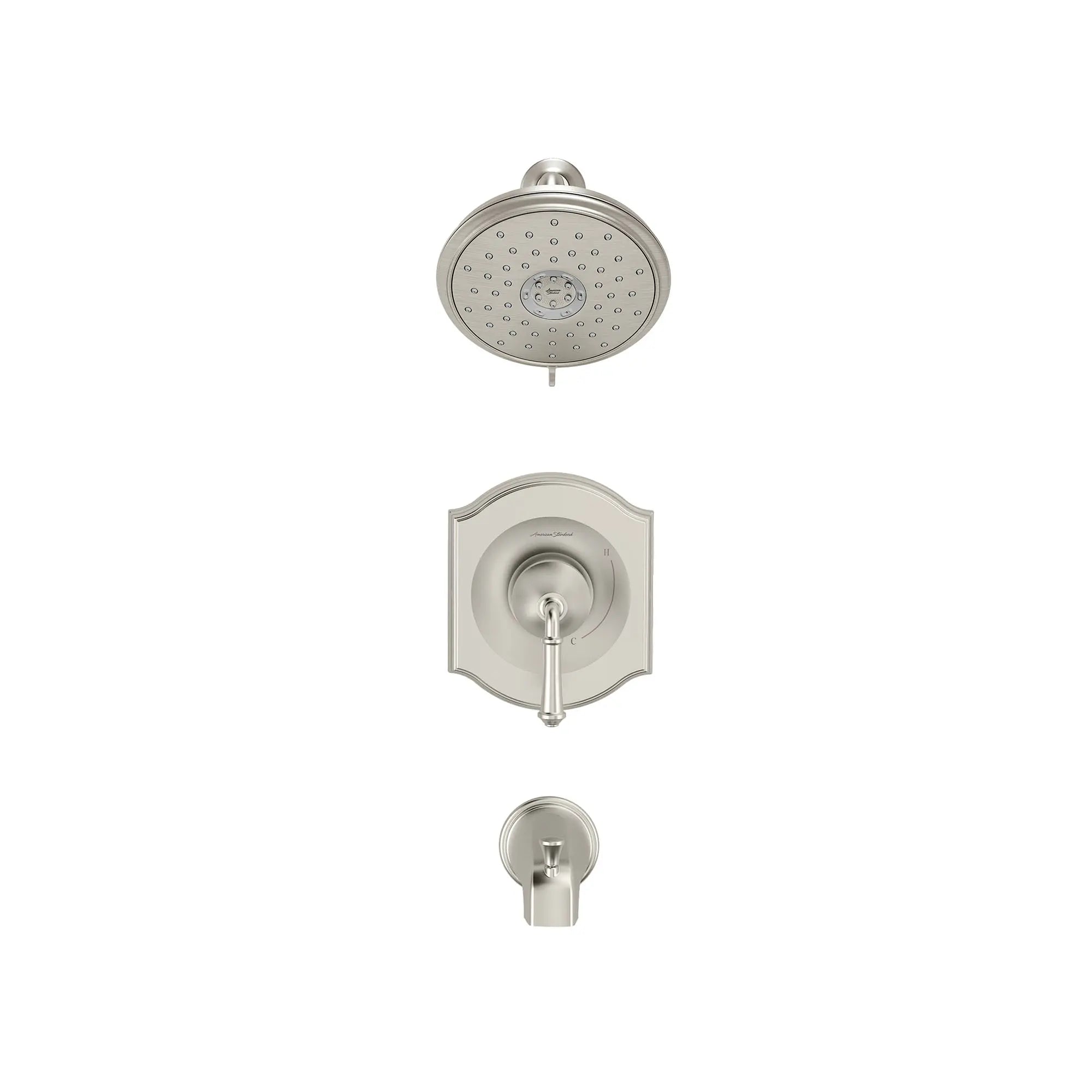 Portsmouth 1.8 GPM Tub and Shower Trim Kit with Water-Saving Showerhead and Double Ceramic Pressure Balance Cartridge with Lever Handle // BRUSHED NICKEL // 132320_TU415502295_0_CDNwebp.webp