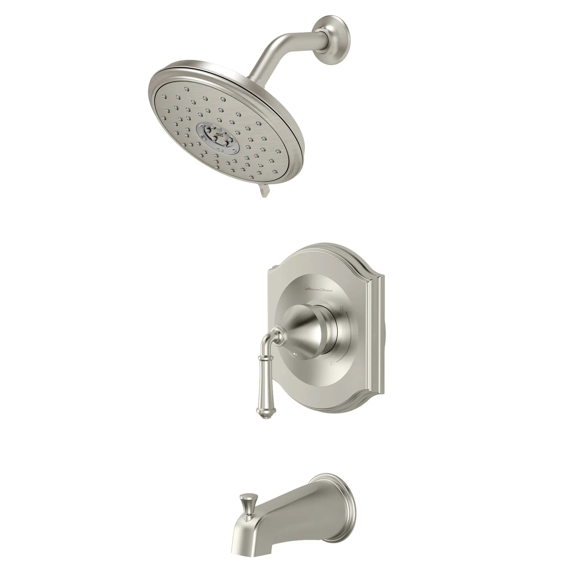 Portsmouth 1.8 GPM Tub and Shower Trim Kit with Water-Saving Showerhead and Double Ceramic Pressure Balance Cartridge with Lever Handle // BRUSHED NICKEL // 132324_TU415502295_2_0_CDNwebp.webp