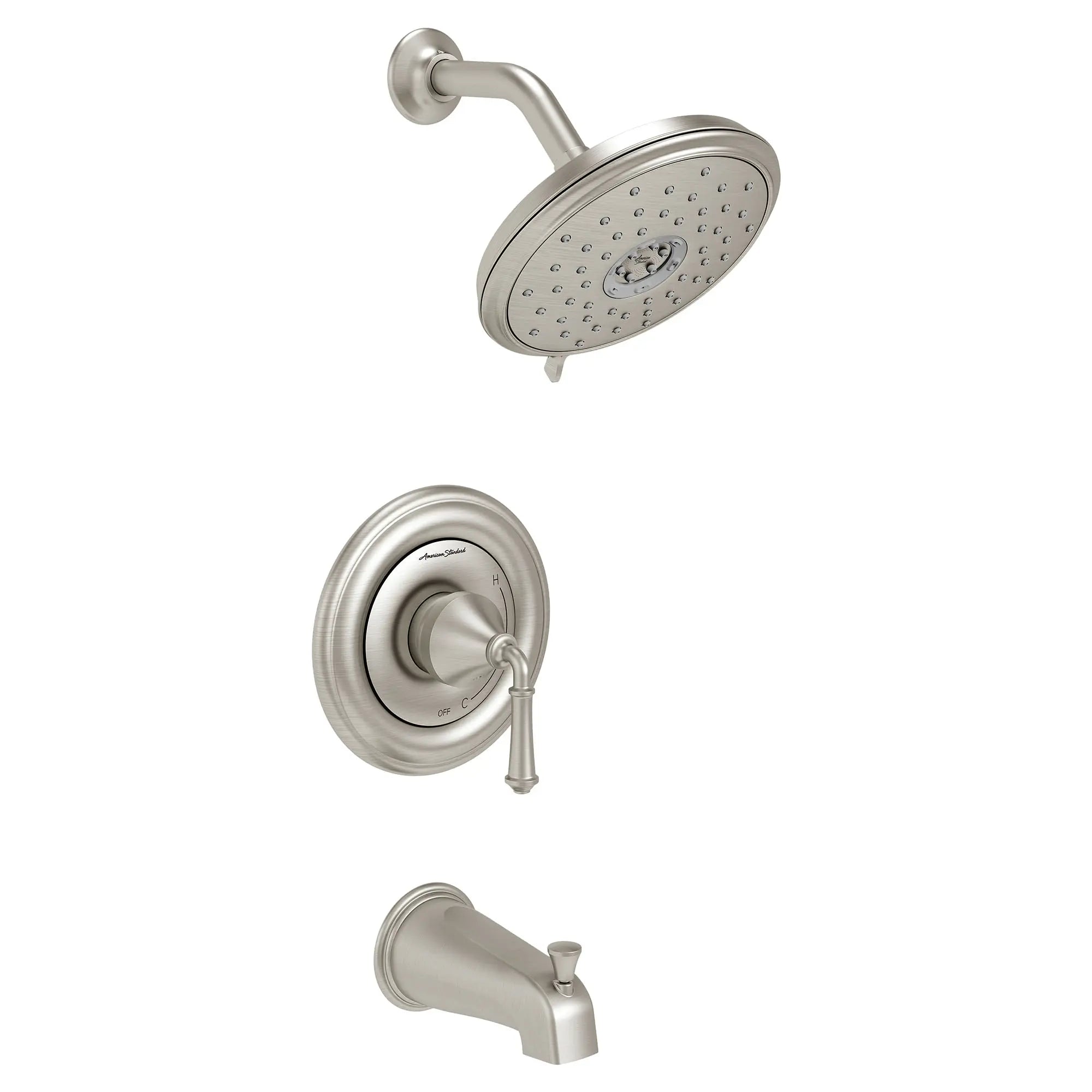Portsmouth Round Tub and Shower Trim Kit with Water-Saving Showerhead and Double Ceramic Pressure Balance Cartridge with Lever Handle // BRUSHED NICKEL // 132368_TU420502295_1_0_CDNwebp.webp