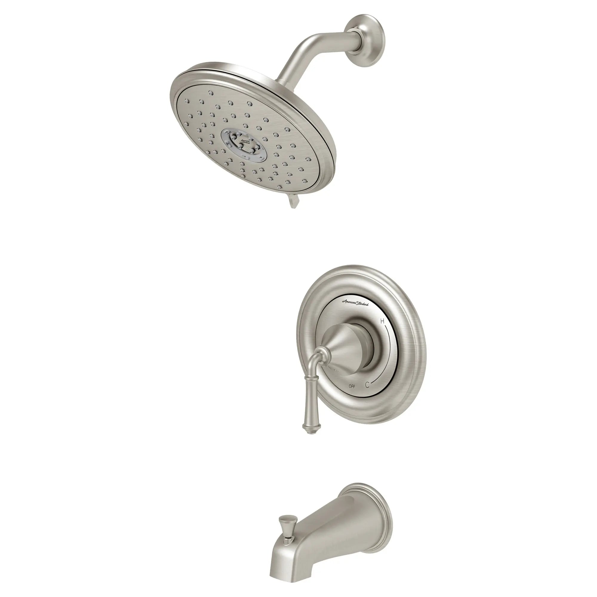 Portsmouth Round Tub and Shower Trim Kit with Water-Saving Showerhead and Double Ceramic Pressure Balance Cartridge with Lever Handle // BRUSHED NICKEL // 132369_TU420502295_2_0_CDNwebp.webp