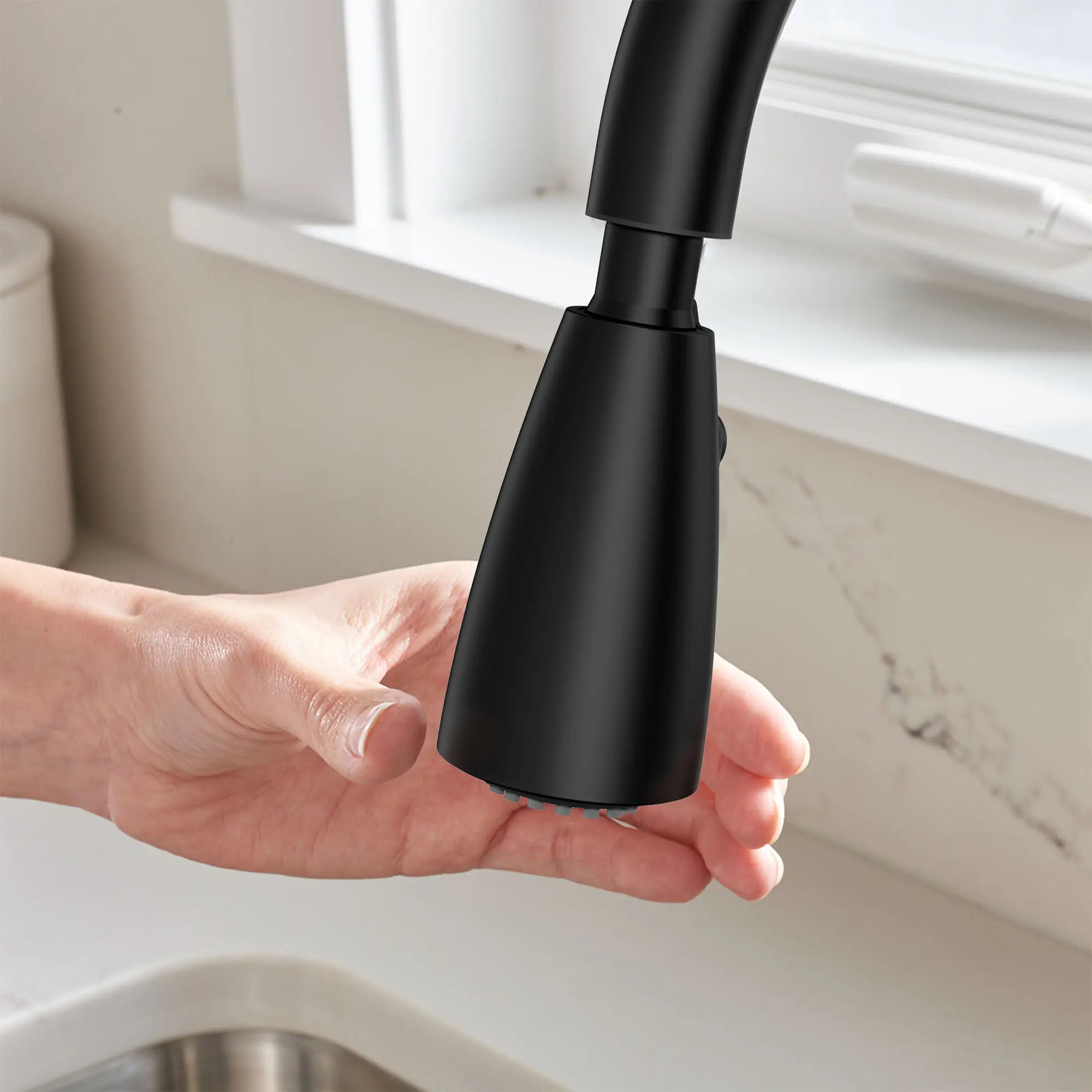 Fairbury® 2S Touchless Pull down Kitchen Faucet with Soap Dispenser // MATTE BLACK // 152137_L-7418381.243_0_CDNwebp.webp