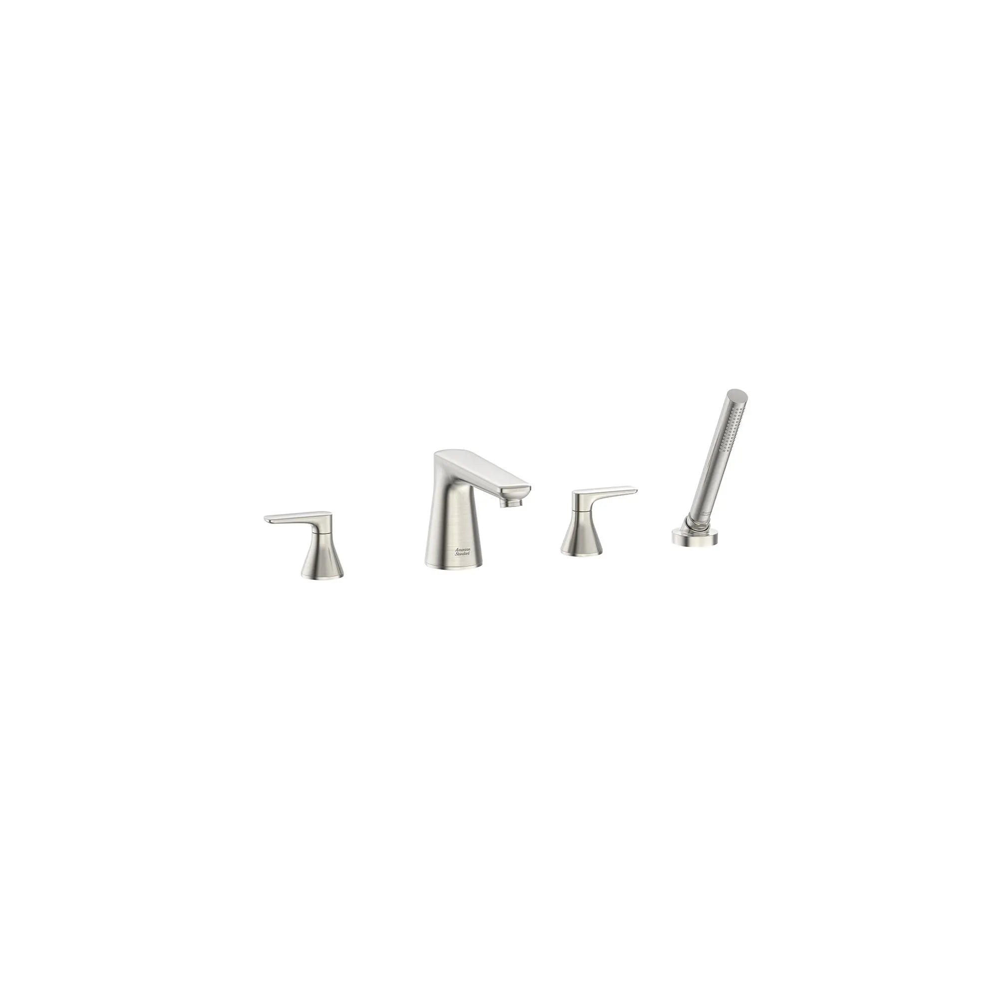 Aspirations 4-Hole 2-Handle Deck Mount Roman Tub Faucet  With Lever Handles and Personal Shower // BRUSHED NICKEL // 155557_Aspirations_SiloRight_t061901.295_0002_Jan2023_0_CDNwebp.webp