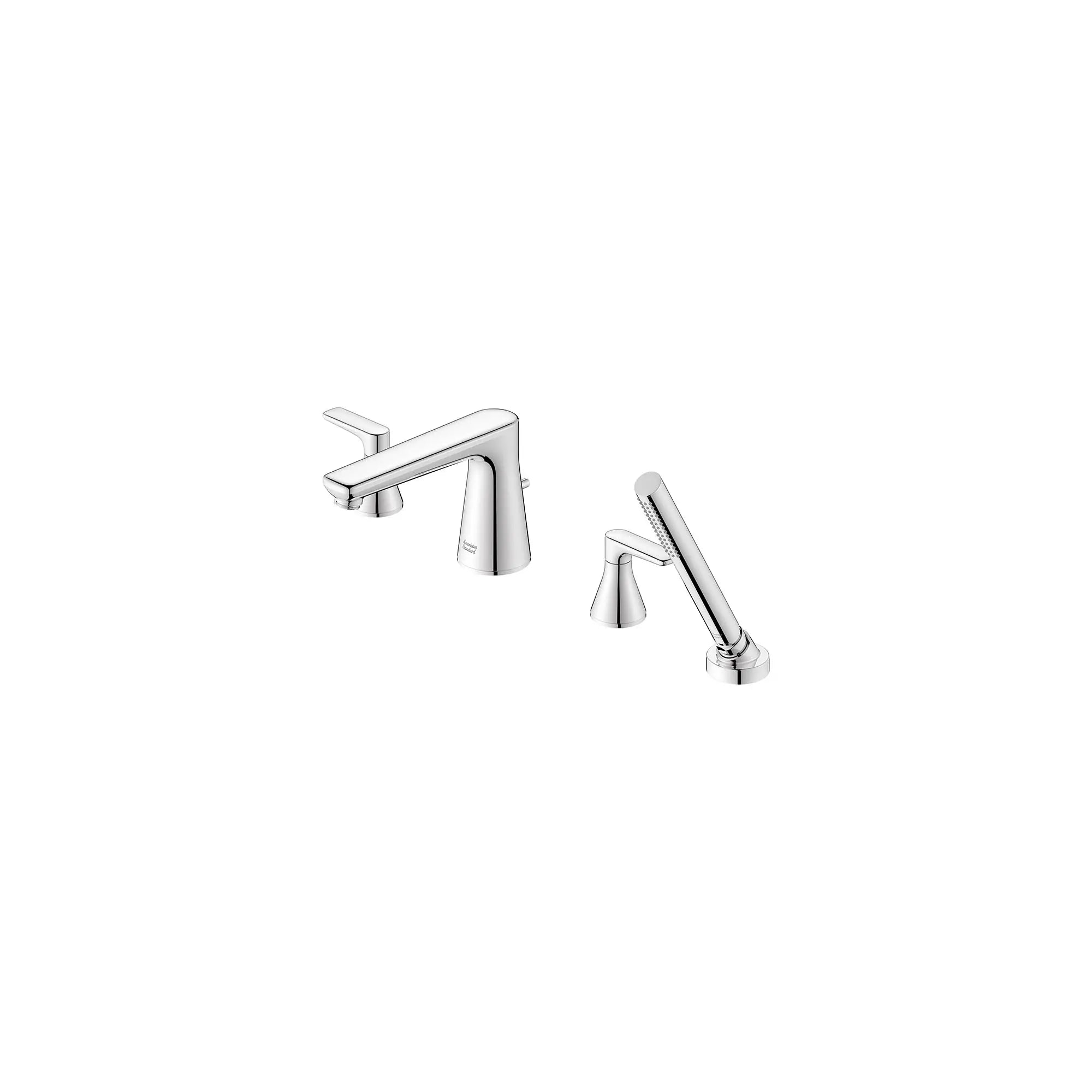 Aspirations 4-Hole 2-Handle Deck Mount Roman Tub Faucet  With Lever Handles and Personal Shower // POLISHED CHROME // 155599_Aspirations_SiloLeft_t061901.002_0001_Jan2023_0_CDNwebp.webp
