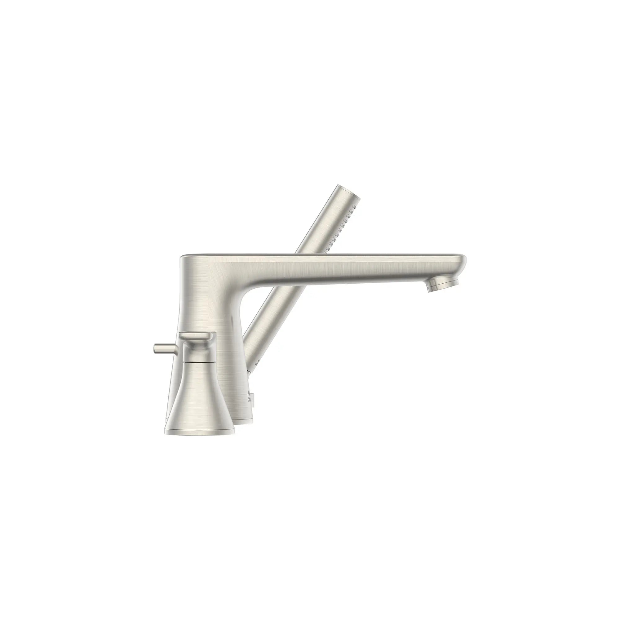 Aspirations 4-Hole 2-Handle Deck Mount Roman Tub Faucet  With Lever Handles and Personal Shower // BRUSHED NICKEL // 155611_Aspirations_SiloSide_t061901.295_0001_Jan2023_0_CDNwebp.webp