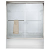 [AM00350400.006] Euro 60 x 57-Inch Height Semi-Frameless Sliding Tub Door with Clear Glass - Brushed Nickel