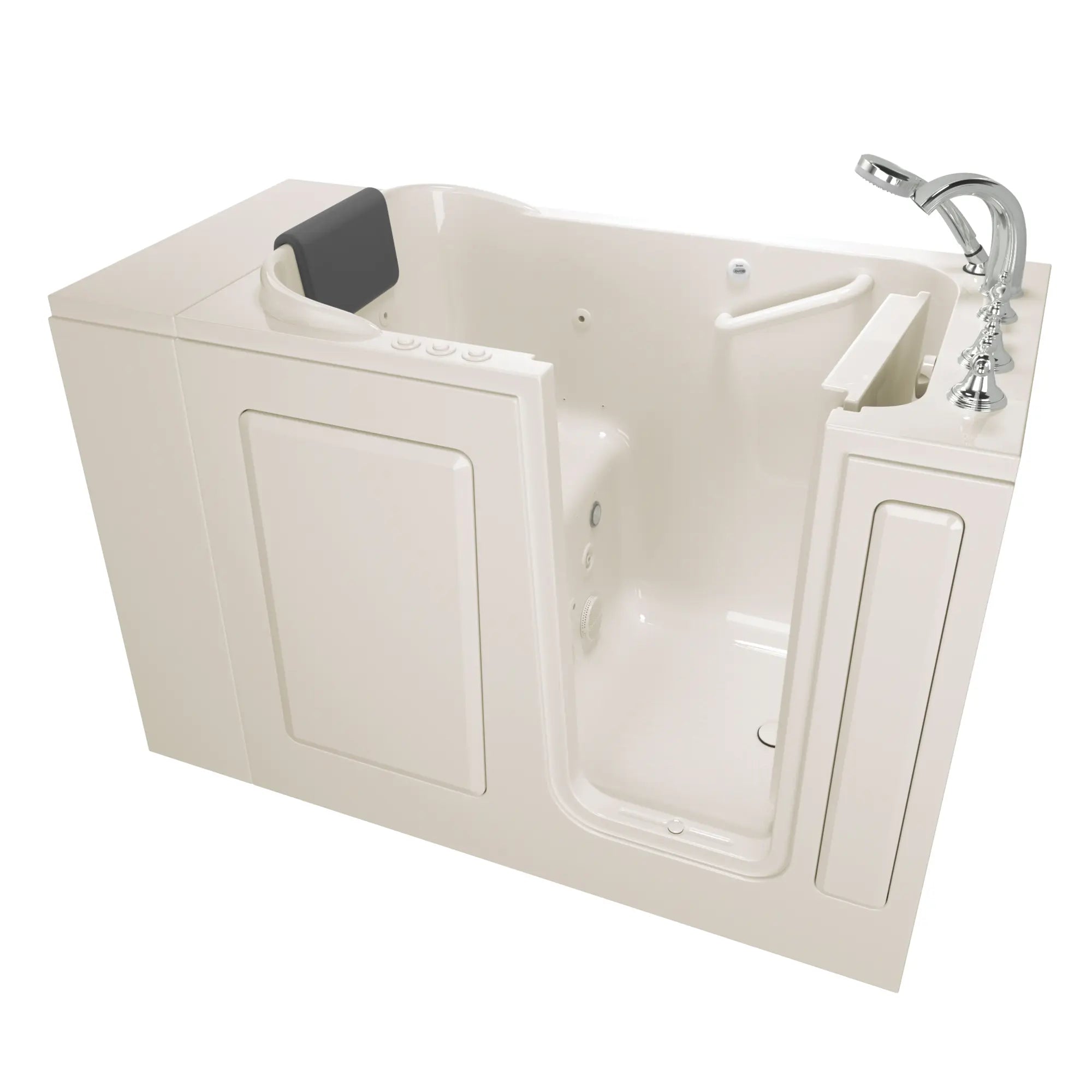 Gelcoat Premium Series 28 x 48-Inch Walk-in Tub With Combination Air Spa and Whirlpool Systems - Right-Hand Drain With Faucet // LINEN // 166807_2848109CRL_SS4828RDBC_KO_0_CDNwebp.webp