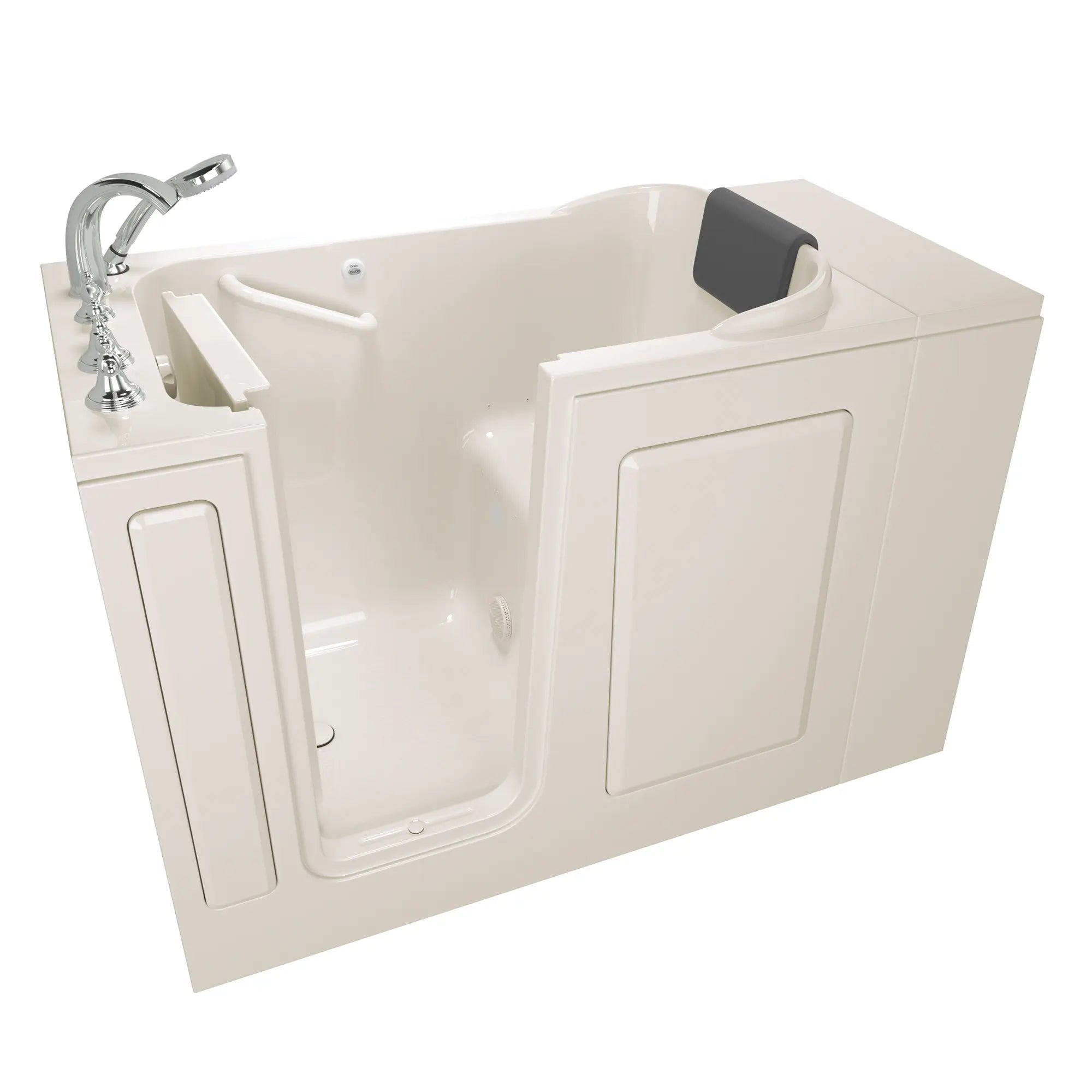 Gelcoat Premium Series 28 x 48-Inch Walk-in Tub With Soaker System - Left-Hand Drain With Faucet // LINEN // 166809_2848109SLL_SS4828LSBC_KO_0_CDNwebp.webp
