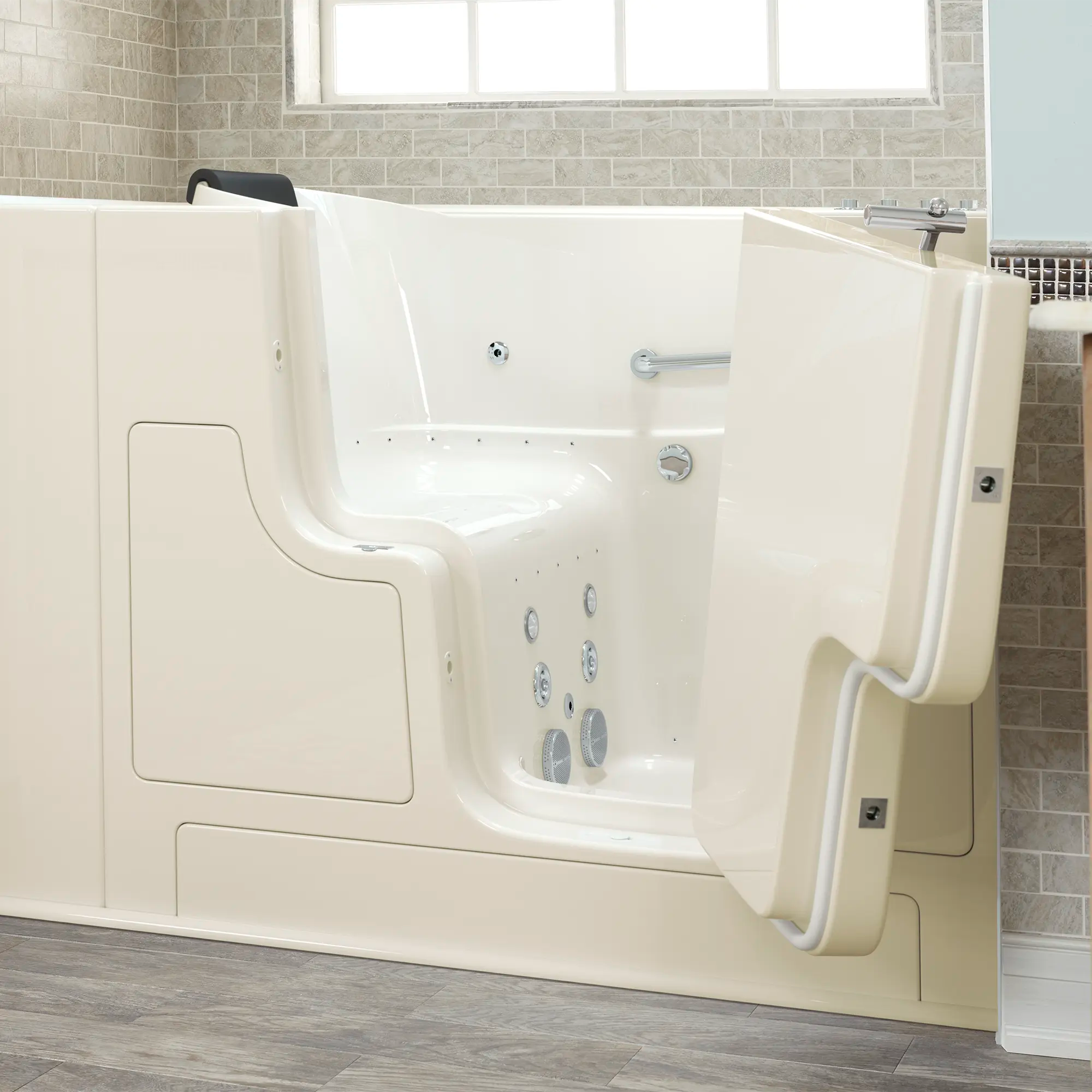Gelcoat Premium Series 30 x 52 -Inch Walk-in Tub With Combination Air Spa and Whirlpool Systems - Right-Hand Drain // LINEN // 166849_3052OD_105_CRL_v2_2017_sq_0_CDNwebp.webp
