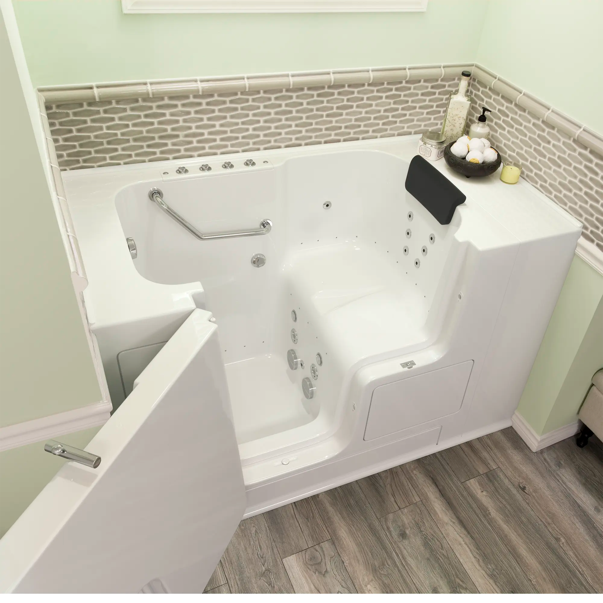 Gelcoat Premium Series 32 x 52 -Inch Walk-in Tub With Combination Air Spa and Whirlpool Systems - Left-Hand Drain // WHITE // 166858_3252OD_105_CLW_2017_sq_0_CDNwebp.webp