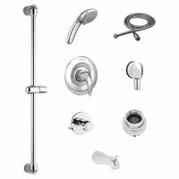 [TU662215.002] Commercial Shower System Trim Kit 1.5 gpm/5.7 Lpm With 36-Inch Slide Bar, Hand Shower and Tub Spout - Polished Chrome