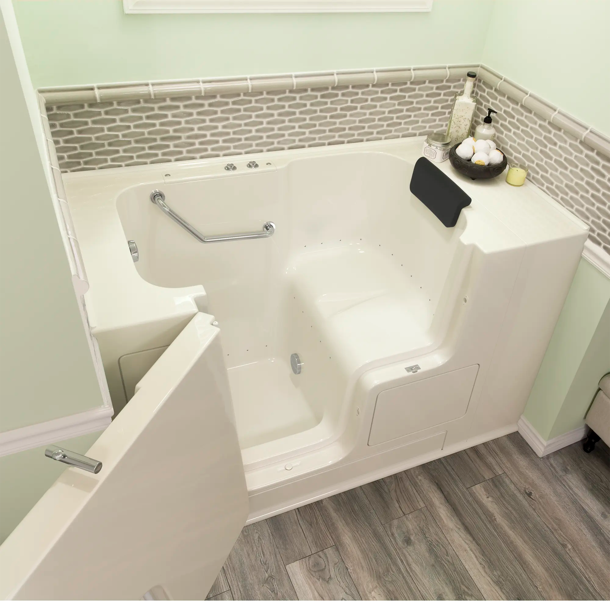 Gelcoat Premium Series 32 x 52 -Inch Walk-in Tub With Air Spa System - Left-Hand Drain // LINEN // 167423_3252OD_105_ALL_2017_sq_0_CDNwebp.webp