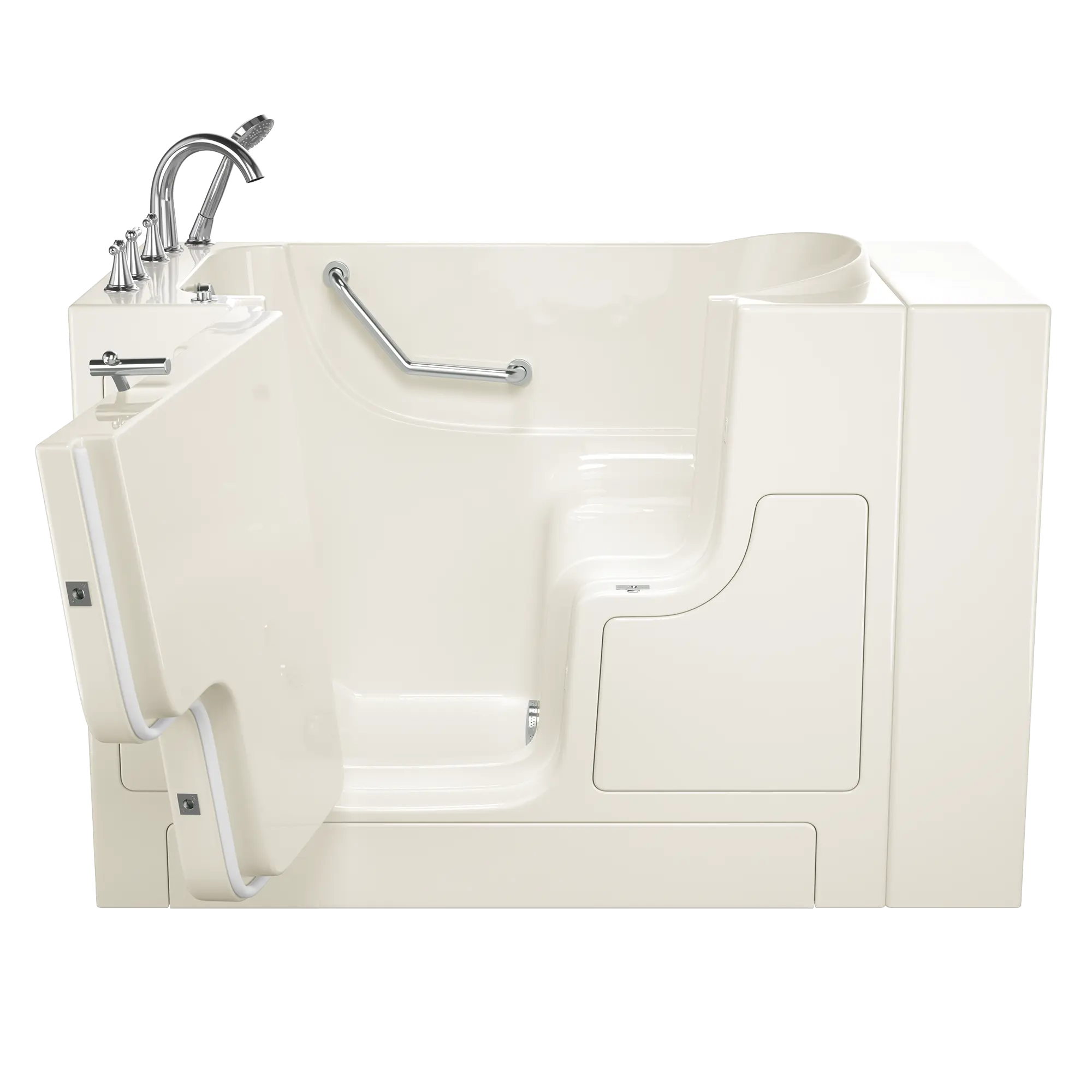 Gelcoat Value Series 30 x 52 -Inch Walk-in Tub With Soaker System - Left-Hand Drain With Faucet // LINEN // 167438_Front_3052OD_709_SLL_SS9OD5230LS-BC_0_CDNwebp.webp