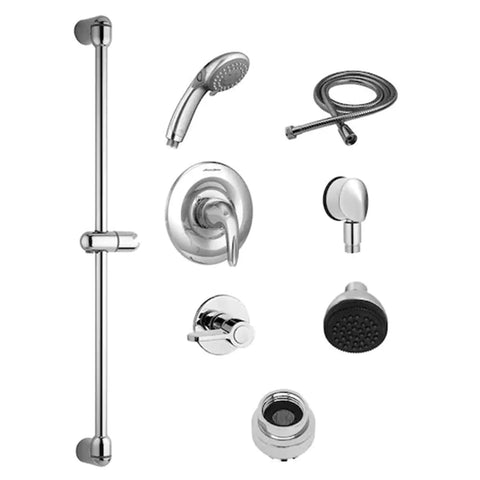 Commercial Shower System Trim Kit 2.5 gpm/9.5 Lpm With 36-Inch Slide Bar, Hand Shower and Showerhead