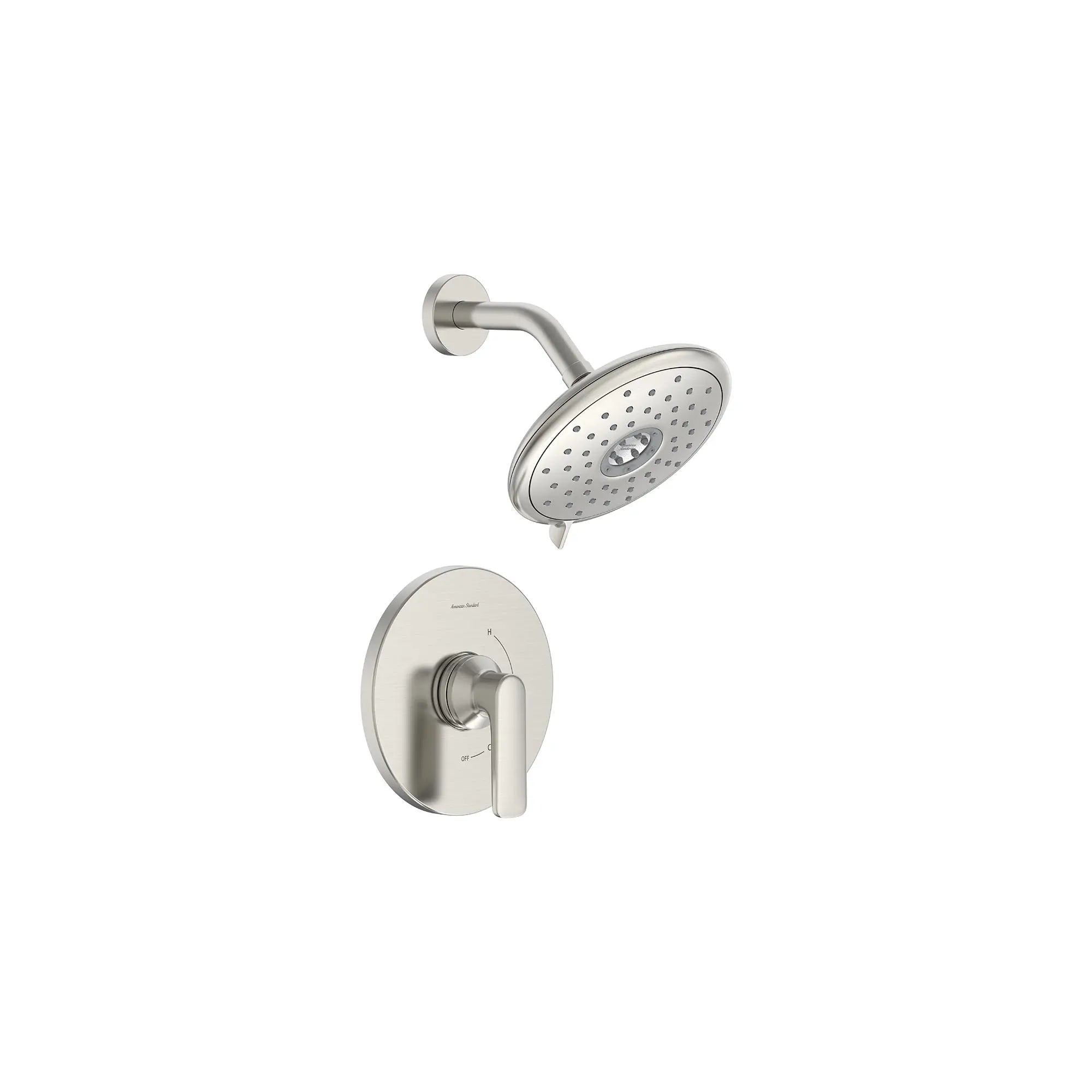 Aspirations 1.8 gpm/6.8L/min Shower Trim Kit With Water-Saving Showerhead and Double Ceramic Pressure Balance Cartridge With Lever Handle // SHOWER / BRUSHED NICKEL // 168508_Aspirations_SiloRight_tu061507.295_0001_Feb2023_0_CDNwebp.webp