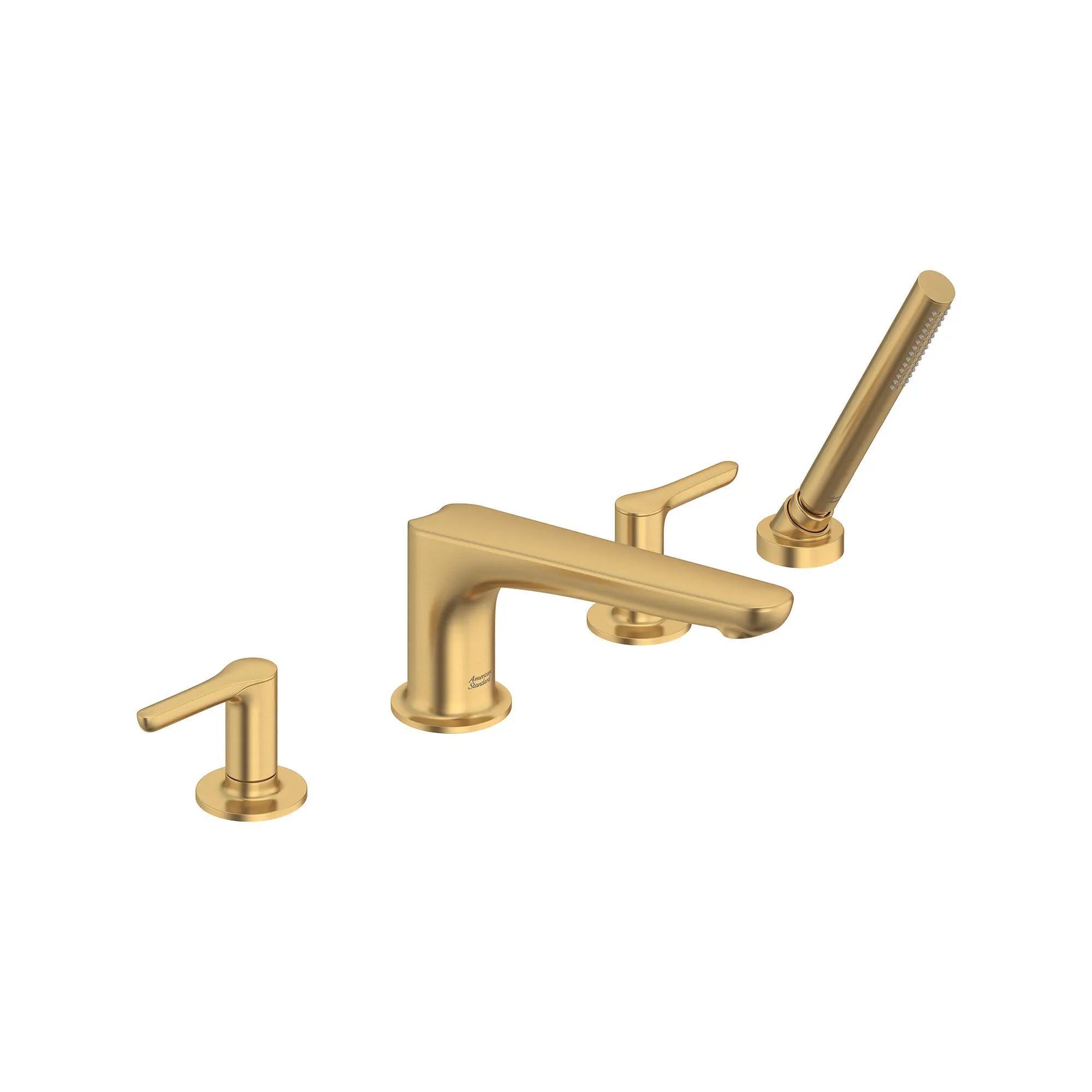 Studio® S  Bathtub Faucet With Lever Handles and Personal Shower for Flash® Rough-In Valve // BRUSHED COOL SUNRISE // 168703_StudioS_SiloRight_T105901.GN0_0001_Mar2023_0_CDNwebp.webp