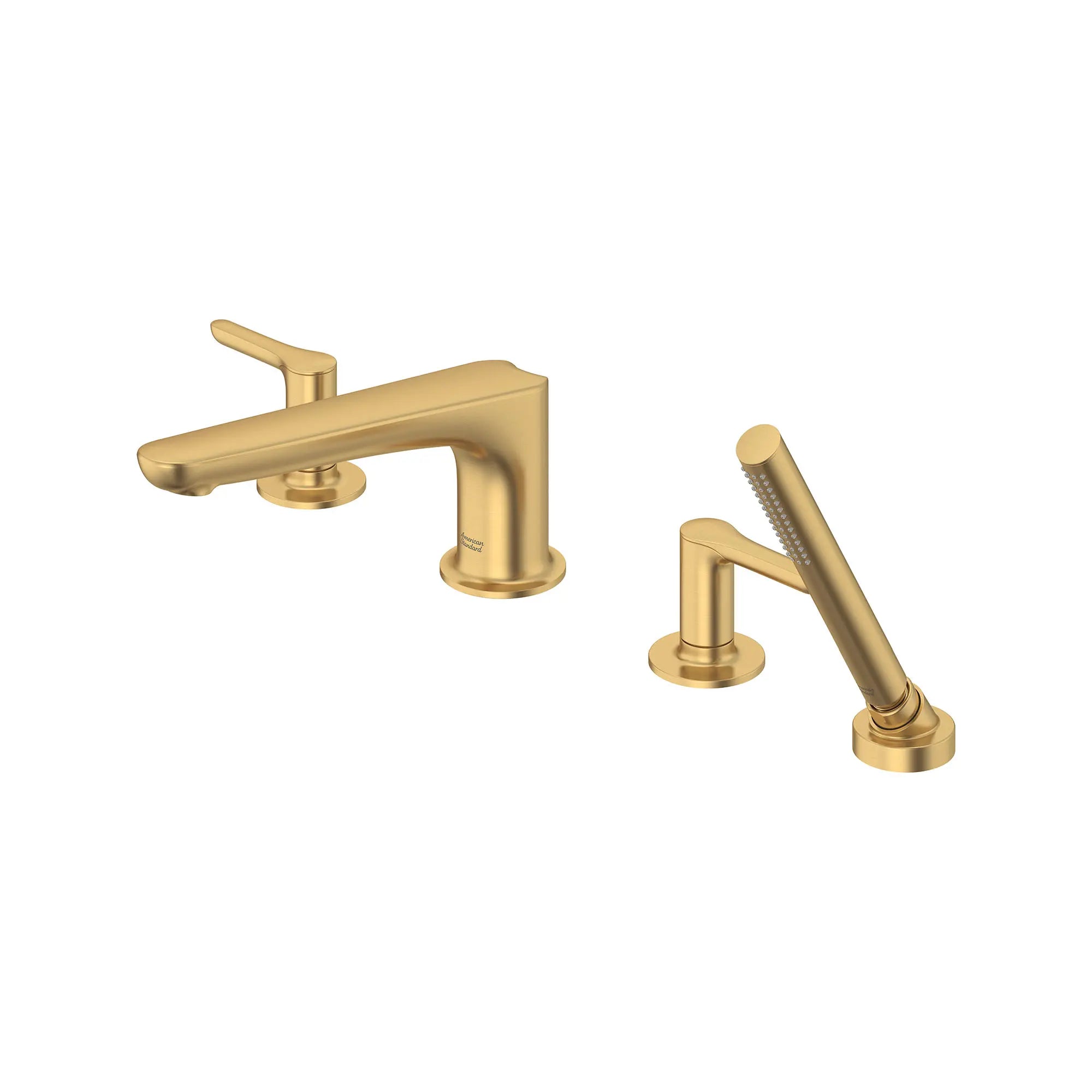 Studio® S  Bathtub Faucet With Lever Handles and Personal Shower for Flash® Rough-In Valve // BRUSHED COOL SUNRISE // 168765_StudioS_SiloLeft_T105901.GN0_0001_Mar2023_0_CDNwebp.webp