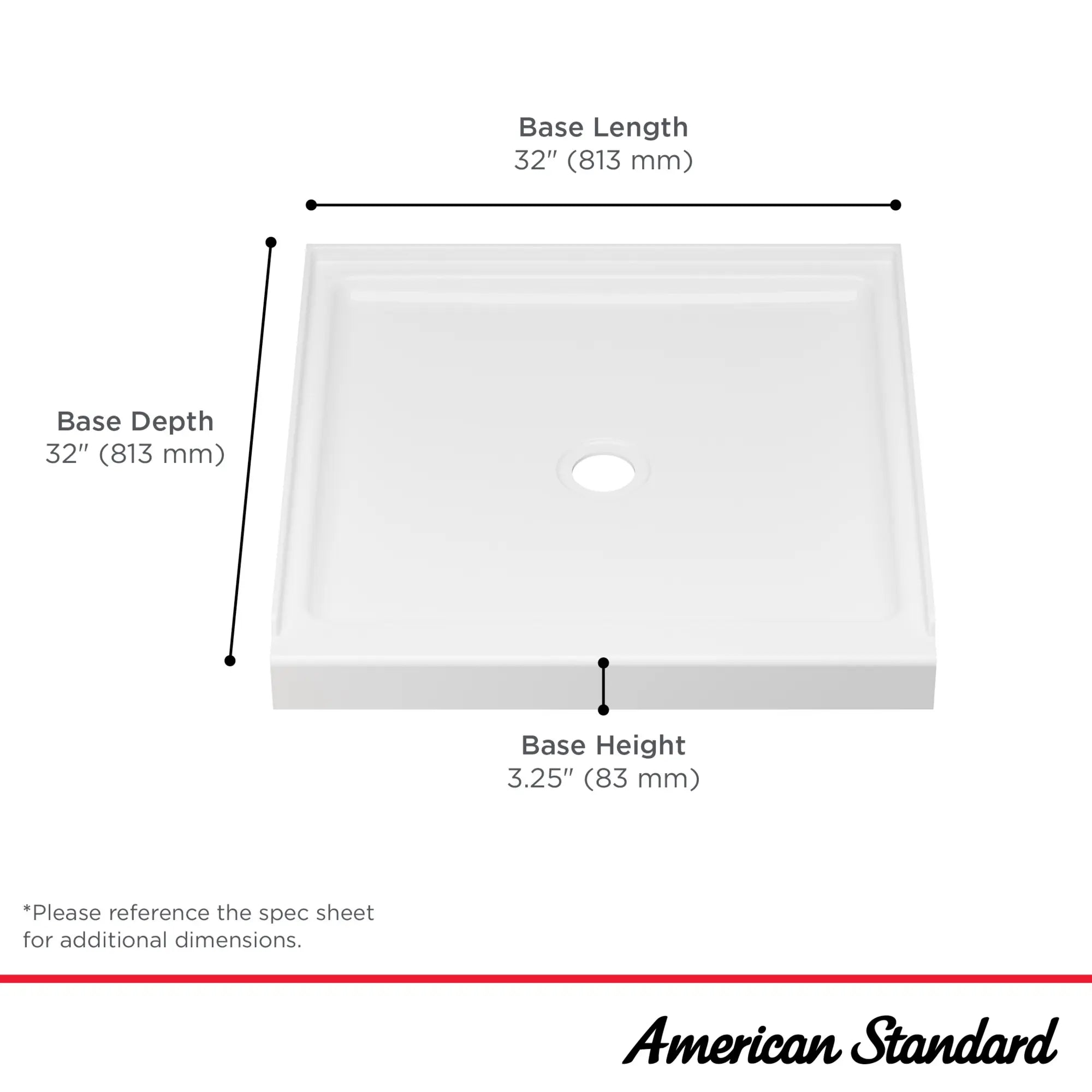 New Mainstream 32in Alcove Shower Base // ARCTIC // 168790_AS_Mainstream_Lowe_s_Shower_Base_A8023-CO.011_Info_4_0_CDNwebp.webp