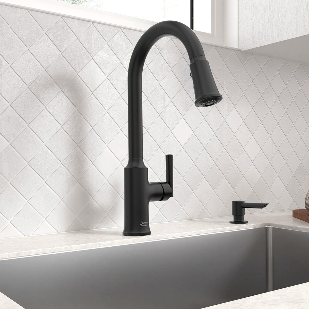 Raviv® Single-Handle Pull-Down Kitchen Faucet // MATTE BLACK // 168978_Raviv_Environment_7421300.243_0001_Apr2023_0_CDNwebp_5765e7cf-7b48-4c12-8be2-e45edfa69a3d.webp