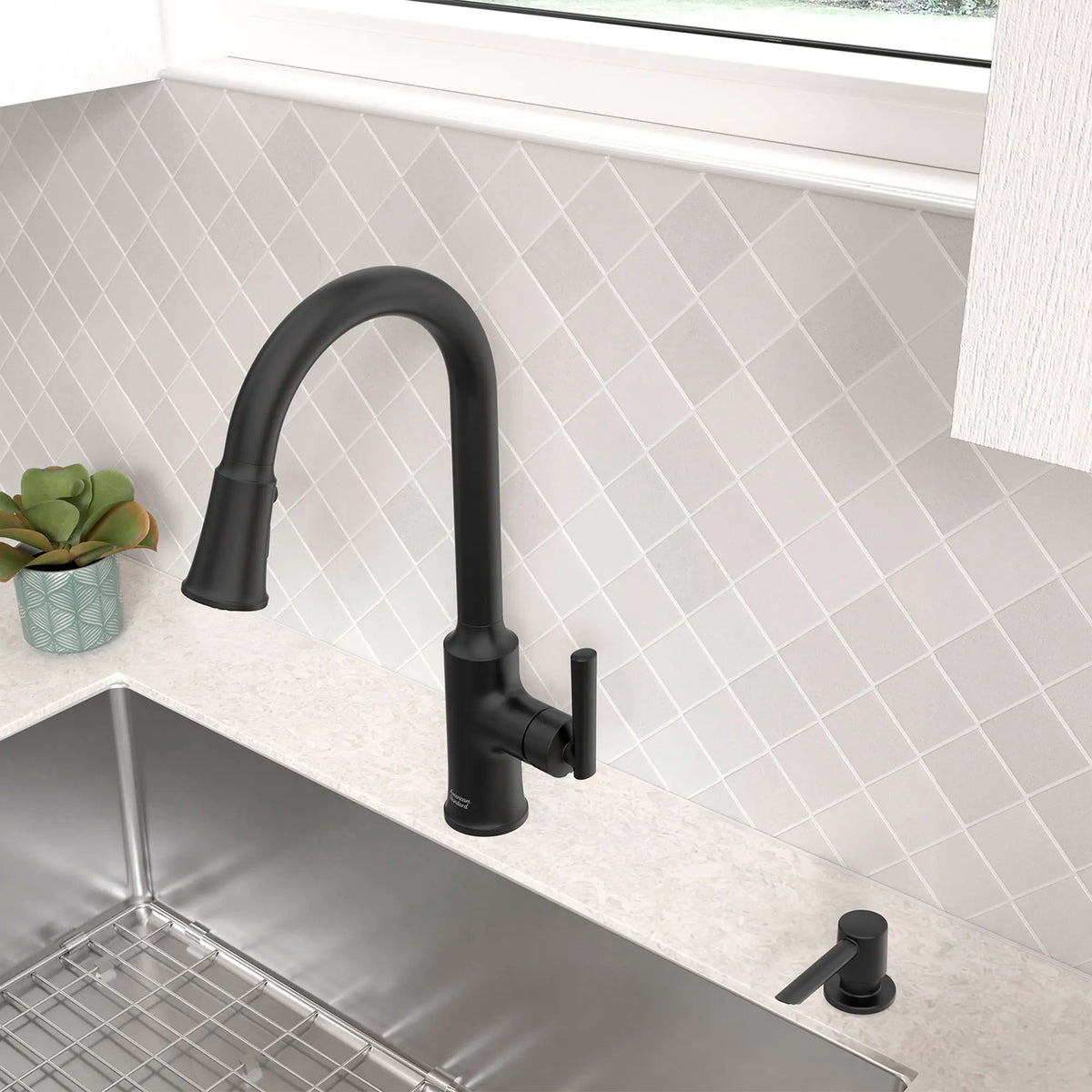 Raviv® Single-Handle Pull-Down Kitchen Faucet // MATTE BLACK // 168980_Raviv_Environment_7421300.243_0002_Apr2023_0_CDNwebp_df982cb6-7fcb-4d7a-a6bc-b7d6b7c0a80b.webp