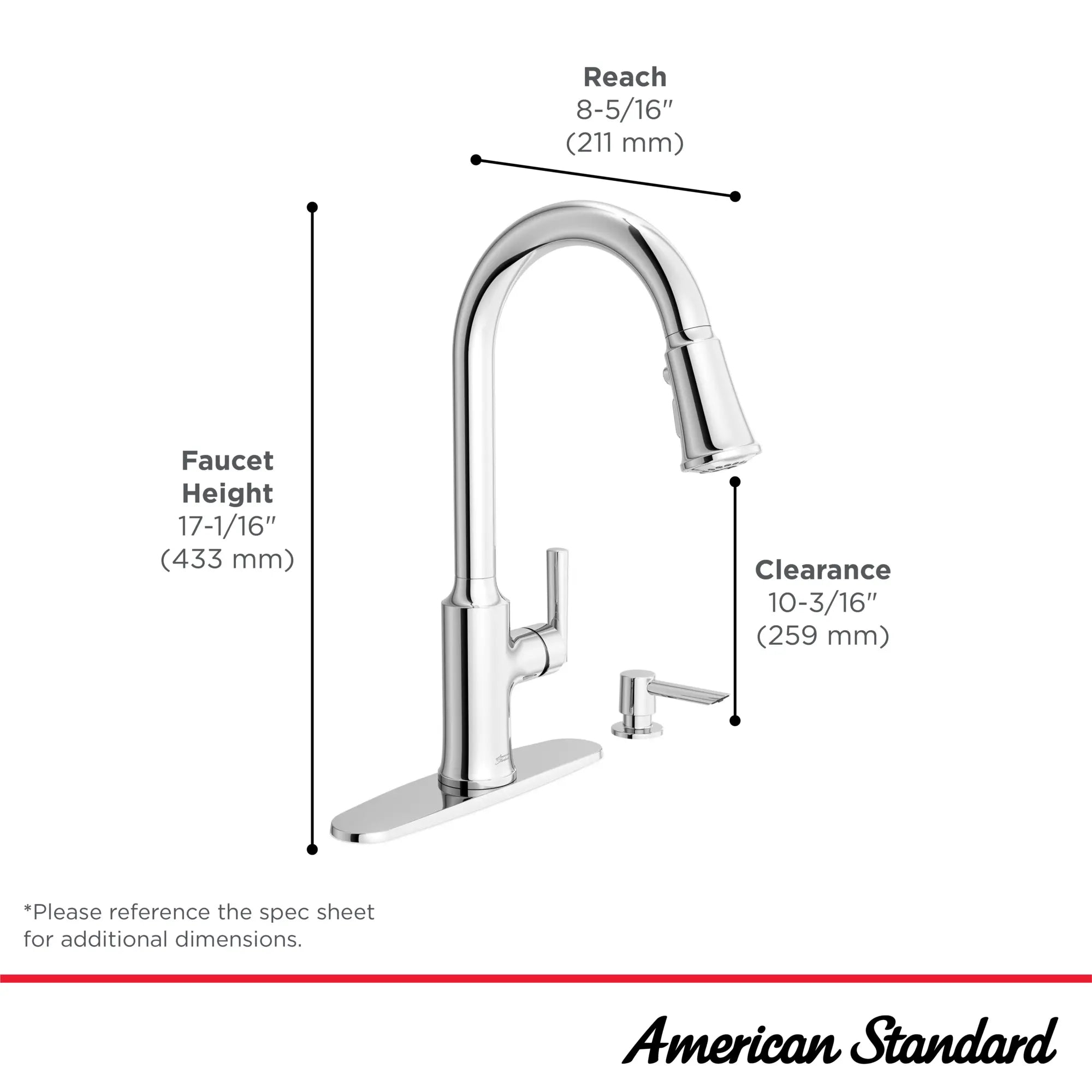 Raviv® Single-Handle Pull-Down Kitchen Faucet // POLISHED CHROME // 169317_Raviv_Infographic_7421300_0001_JUN2023_0_CDNwebp.webp
