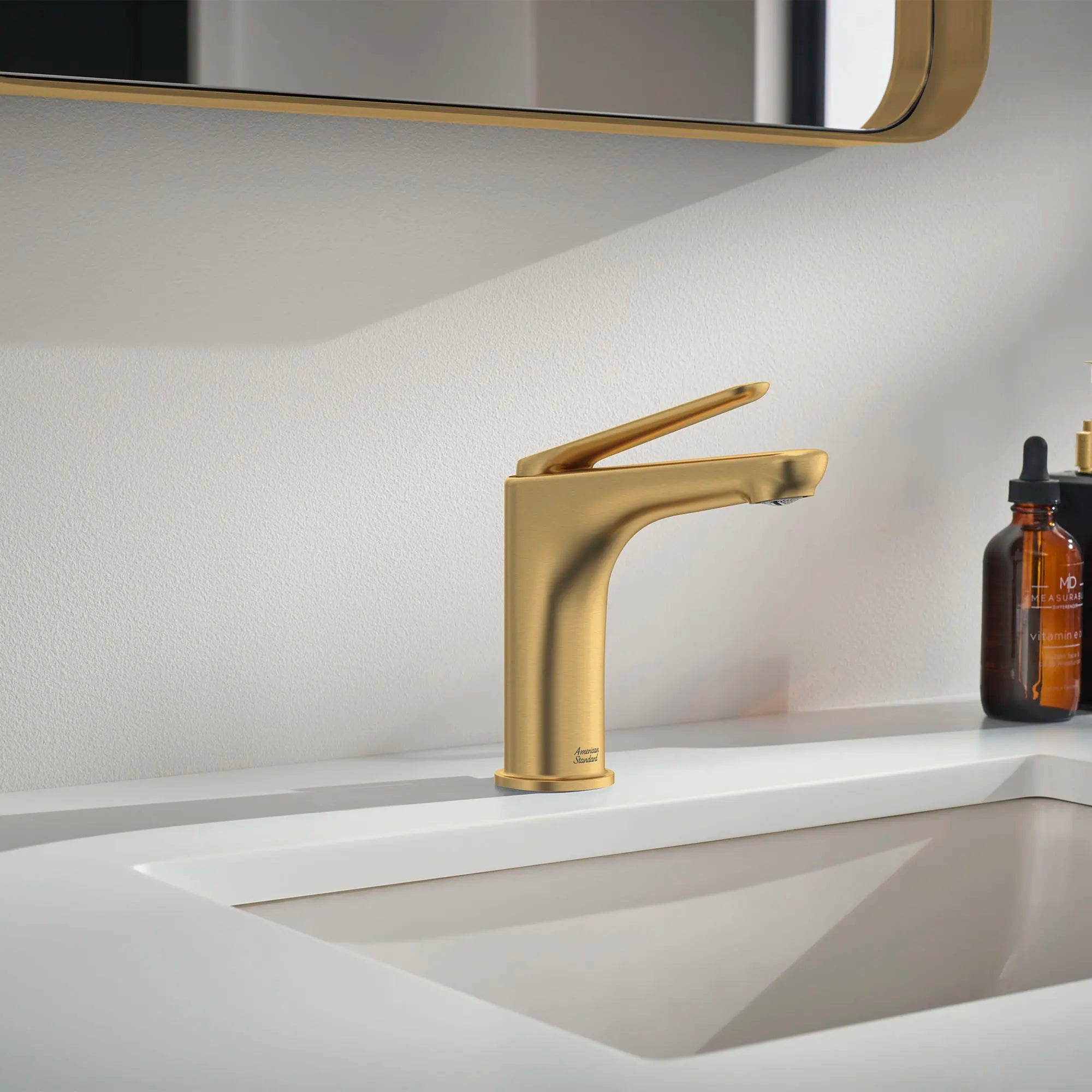 Studio® S Single Hole Single-Handle Bathroom Faucet 1.2 gpm/ 4.5 L/min With Lever Handle // BRUSHED COOL SUNRISE // 169410_StudioS_EnvironmentCloseUp_7105121.GN0_0001_Jul2023_0_CDNwebp.webp