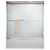 [AM00350400.006] Euro 60 x 57-Inch Height Semi-Frameless Sliding Tub Door with Clear Glass - Brushed Nickel