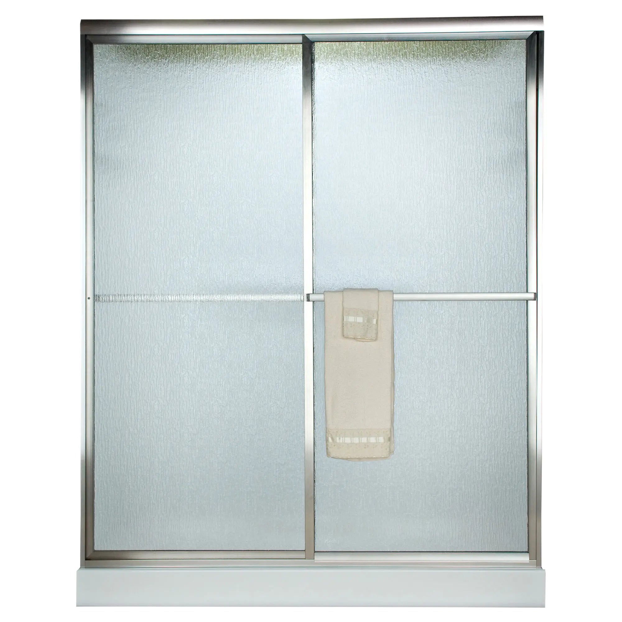 Prestige 60 x 58-1/2-Inch Framed Sliding Tub Door with Rain Glass // SILVER SHINE // 169642_P-AM00750422213_0_CDNwebp.webp