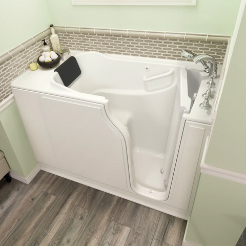 Gelcoat Premium Series 30 x 52 -Inch Walk-in Tub With Soaker System - Right-Hand Drain With Faucet