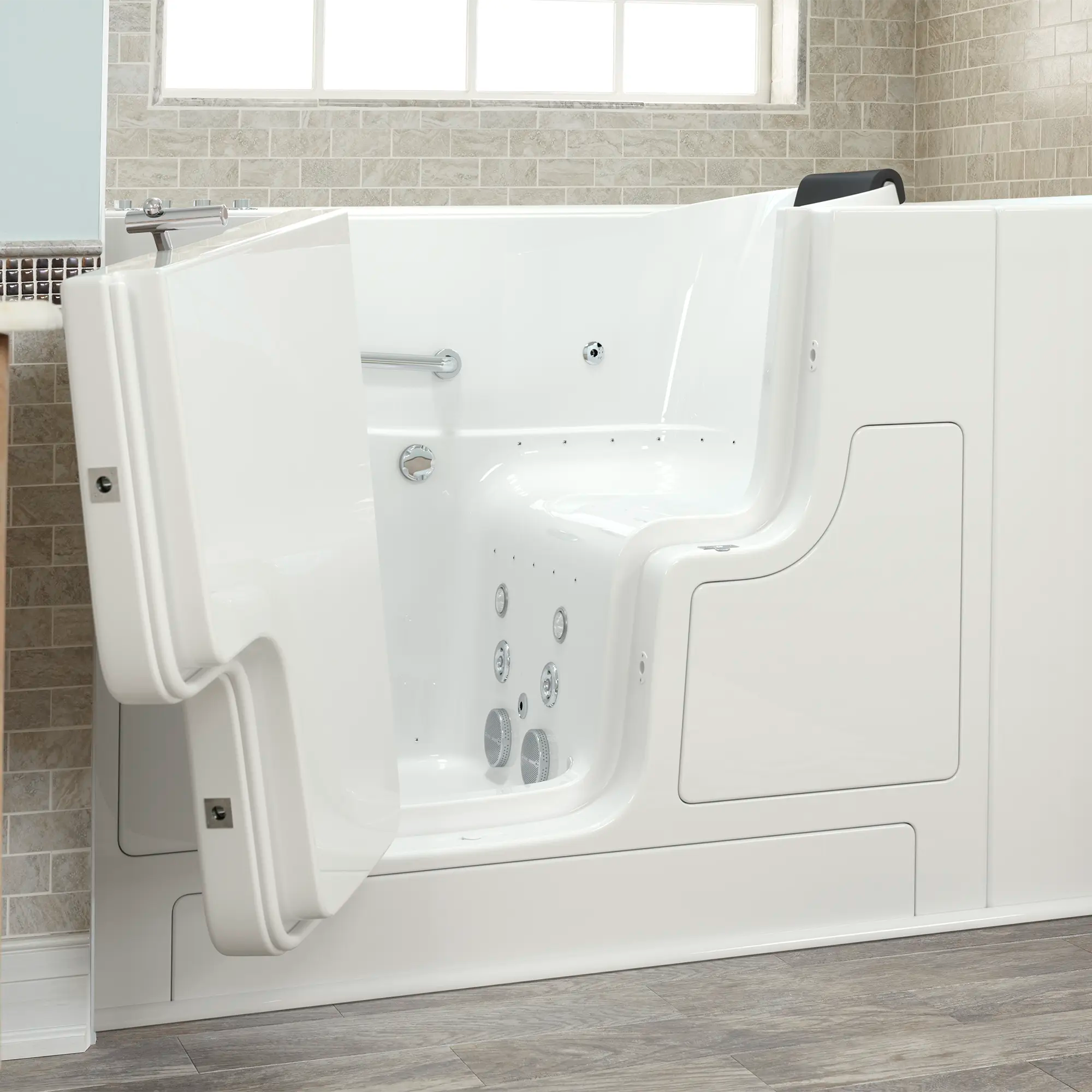 Gelcoat Premium Series 30 x 52 -Inch Walk-in Tub With Combination Air Spa and Whirlpool Systems - Left-Hand Drain // WHITE // 170439_3052OD_105_CLW_v2_2017_sq_0_CDNwebp.webp