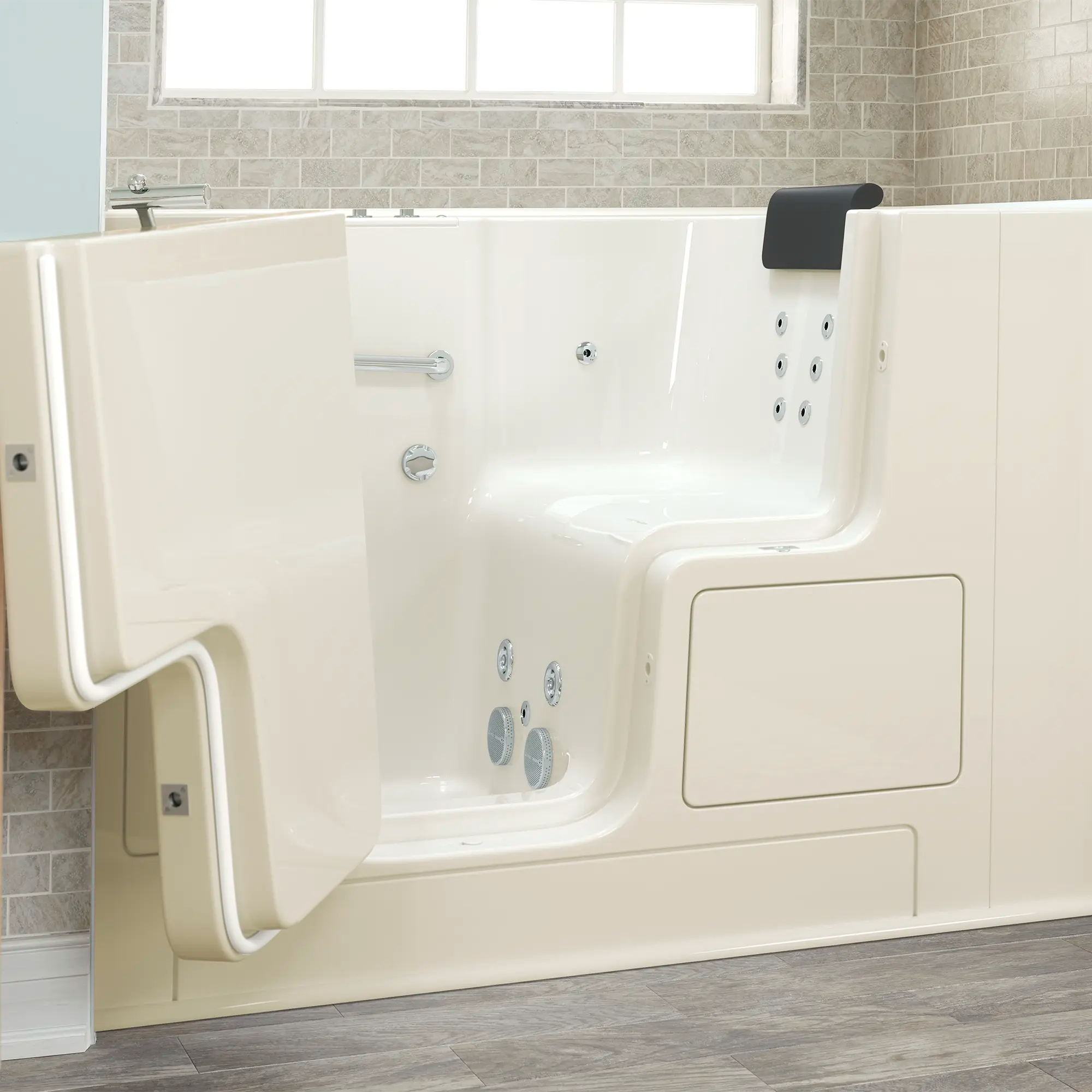 Gelcoat Premium Series 32 x 52 -Inch Walk-in Tub With Whirlpool System - Left-Hand Drain // LINEN // 170491_3252OD_105_WLL_v2_2017_sq_0_CDNwebp.webp