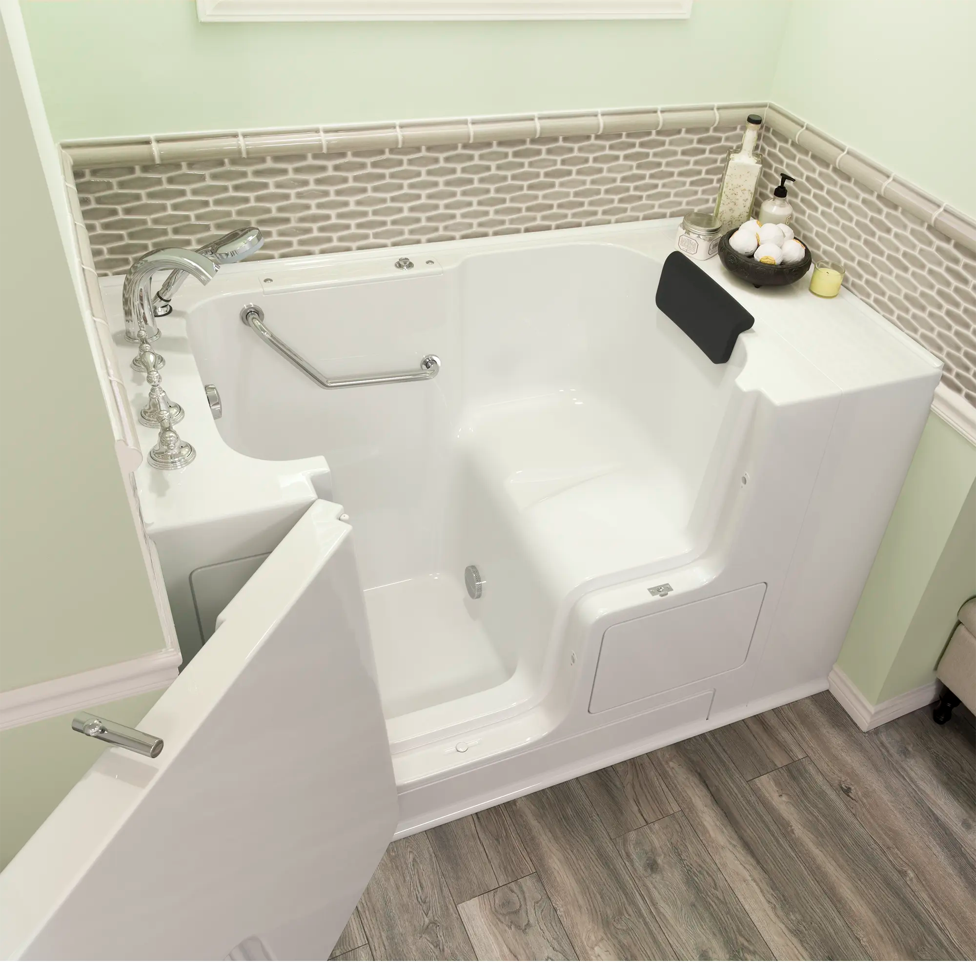 Gelcoat Premium Series 32 x 52 -Inch Walk-in Tub With Soaker System - Left-Hand Drain With Faucet // WHITE // 170495_3252OD_109_SLW_SSOD5232_LSWH_2017_sq_0_CDNwebp.webp