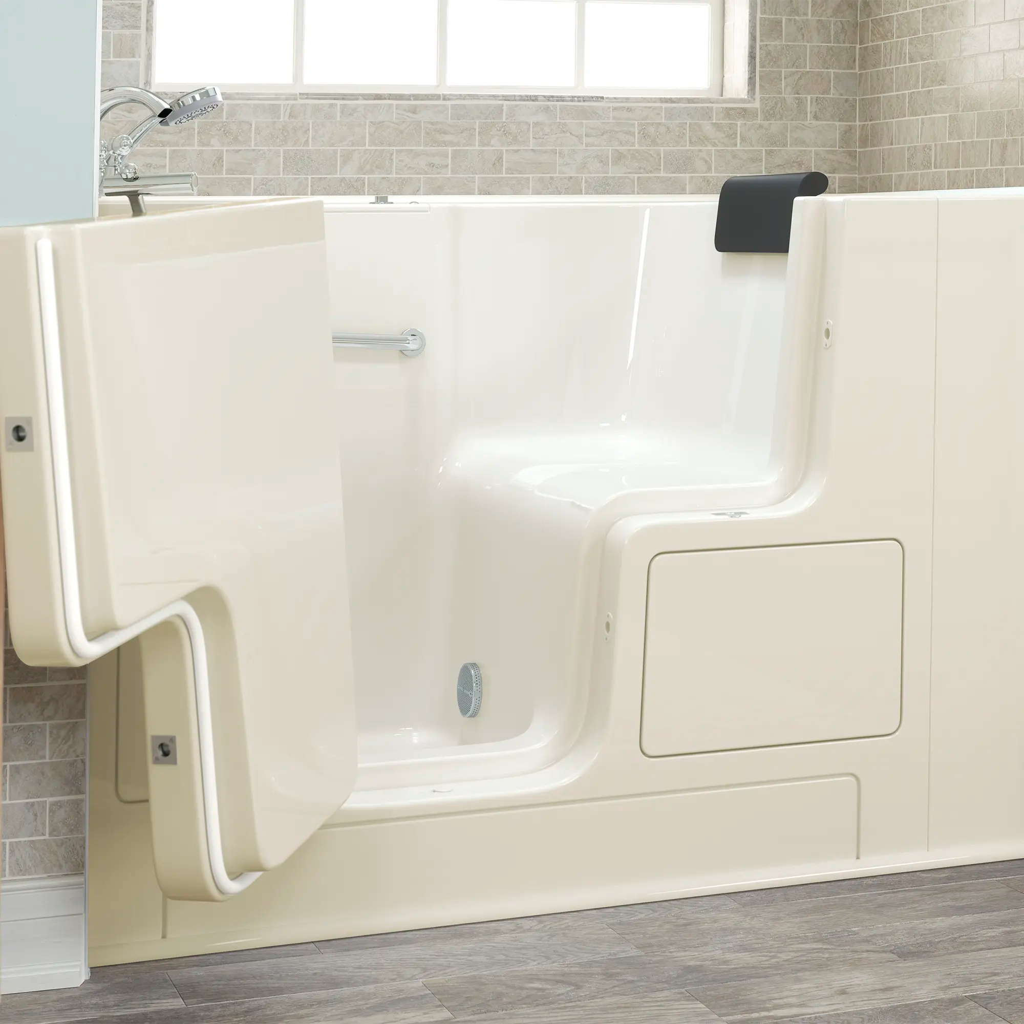 Gelcoat Premium Series 32 x 52 -Inch Walk-in Tub With Soaker System - Left-Hand Drain With Faucet // LINEN // 170499_3252OD_109_SLL_SSOD5232_LSBC_v2_2017_sq_0_CDNwebp.webp