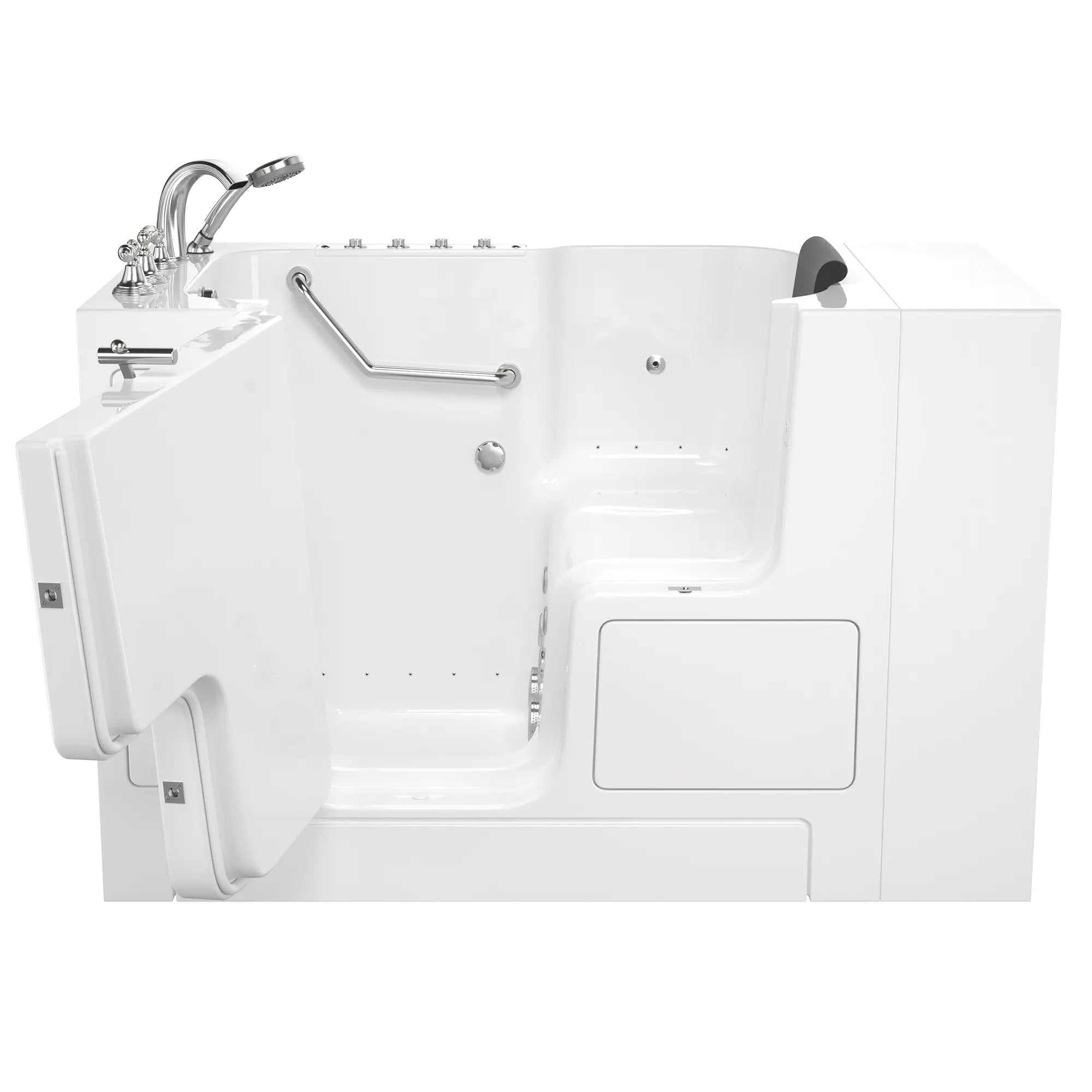 Gelcoat Premium Series 32 x 52 -Inch Walk-in Tub With Combination Air Spa and Whirlpool Systems - Left-Hand Drain With Faucet // WHITE // 171121_Front_3252OD_109_CLW_SSOD5232LD-WH_KO_0_CDNwebp.webp