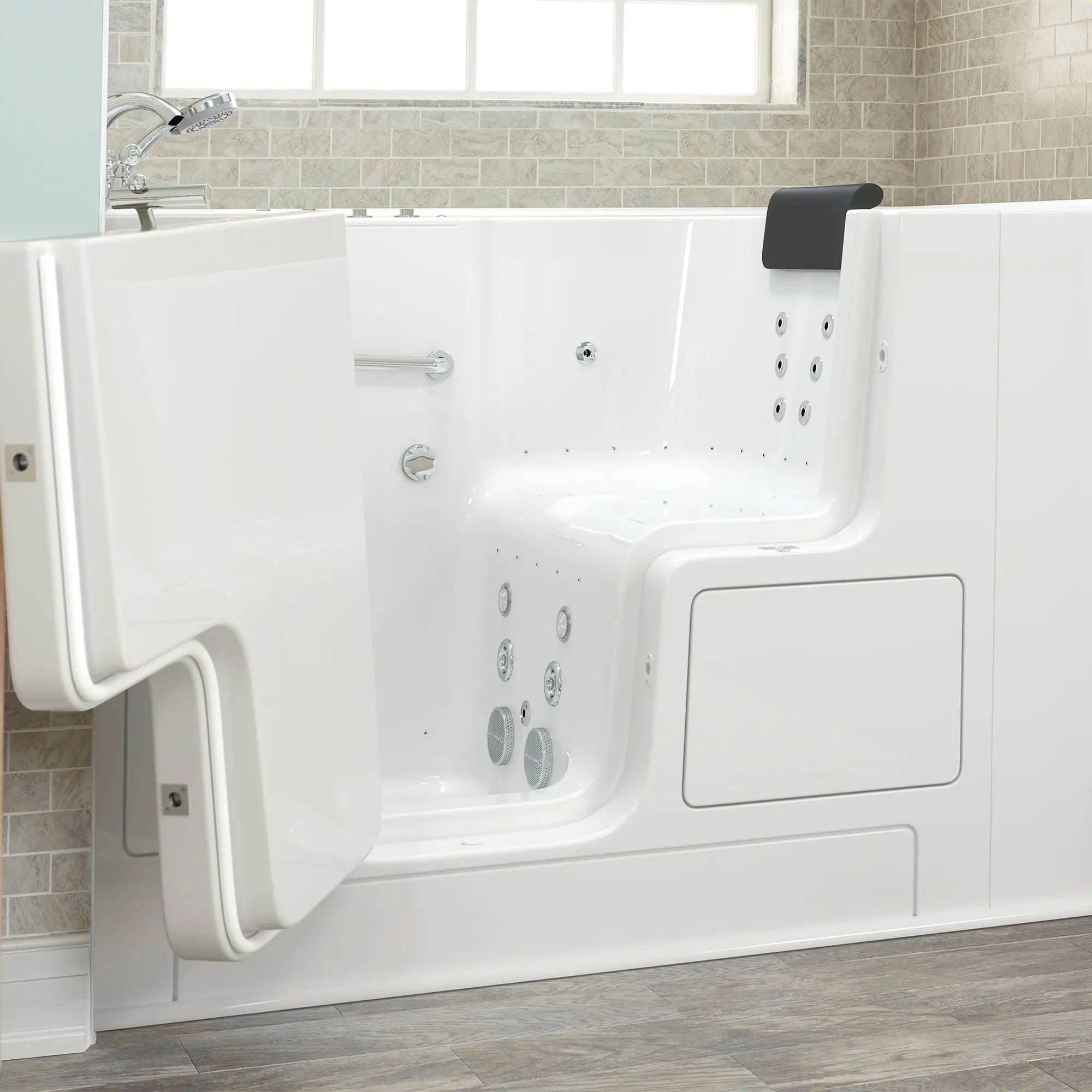 Gelcoat Premium Series 32 x 52 -Inch Walk-in Tub With Combination Air Spa and Whirlpool Systems - Left-Hand Drain With Faucet // WHITE // 171142_3252OD_109_CLW_SSOD5232_LDWH_v2_2017_sq_0_CDNwebp.webp