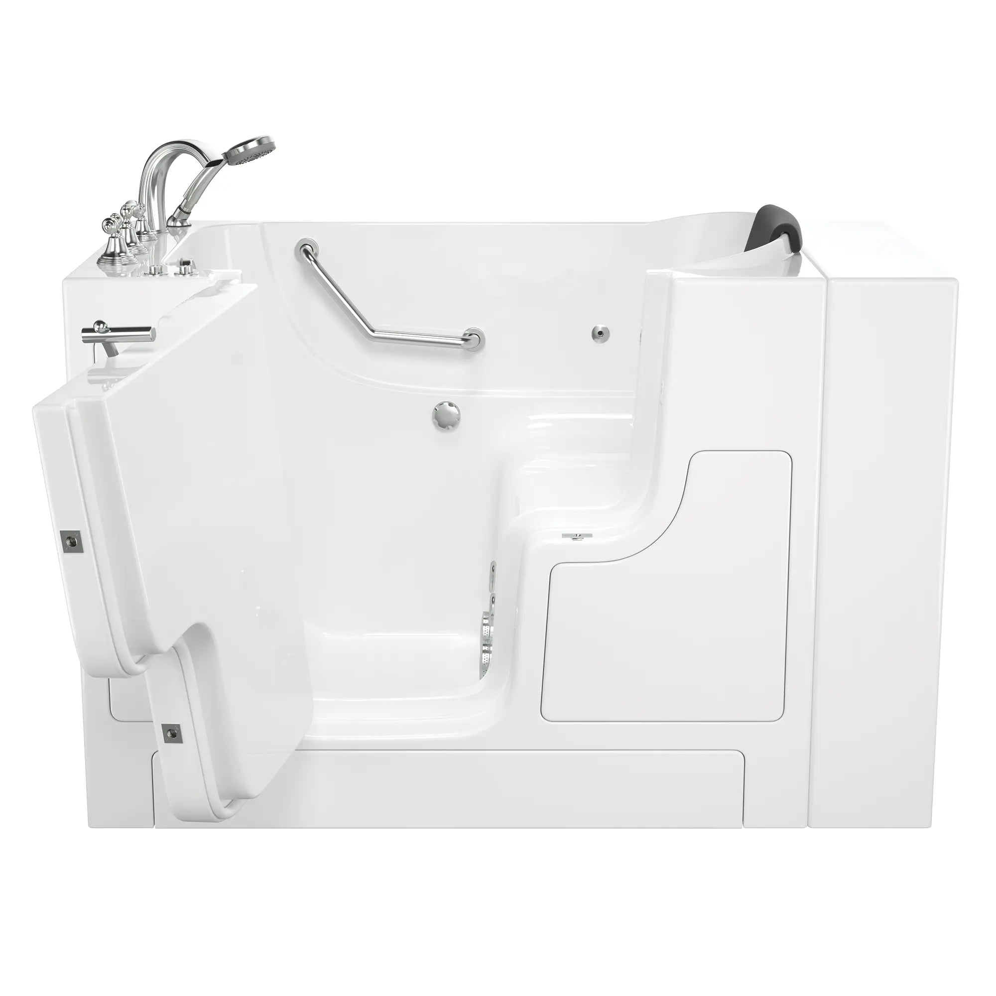 Gelcoat Premium Series 30 x 52 -Inch Walk-in Tub With Whirlpool System - Left-Hand Drain With Faucet // WHITE // 171164_Front_3052OD_109_WLW_SSOD5230LJ-WH_KO_0_CDNwebp.webp
