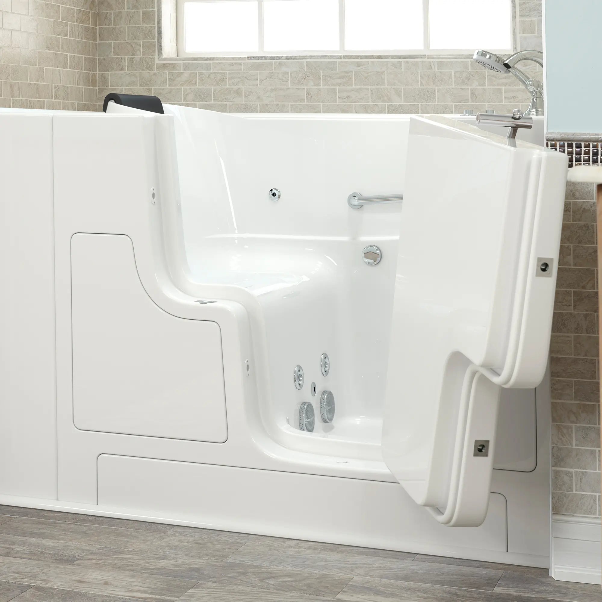 Gelcoat Premium Series 30 x 52 -Inch Walk-in Tub With Whirlpool System - Right-Hand Drain With Faucet // WHITE // 171189_3052OD_109_WRW_SSOD5230_RJWH_v2_2017_sq_0_CDNwebp.webp