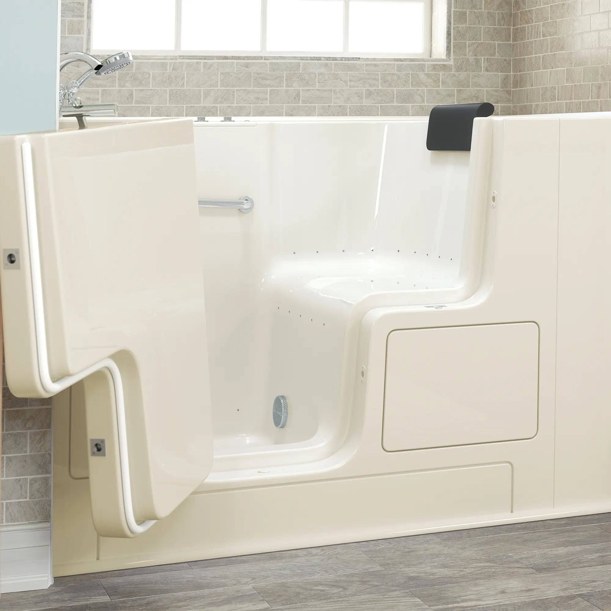 Gelcoat Premium Series 32 x 52 -Inch Walk-in Tub With Air Spa System - Left-Hand Drain With Faucet // LINEN // 171197_3252OD_109_ALL_SSOD5232_LABC_v2_2017_sq_0_CDNwebp.webp