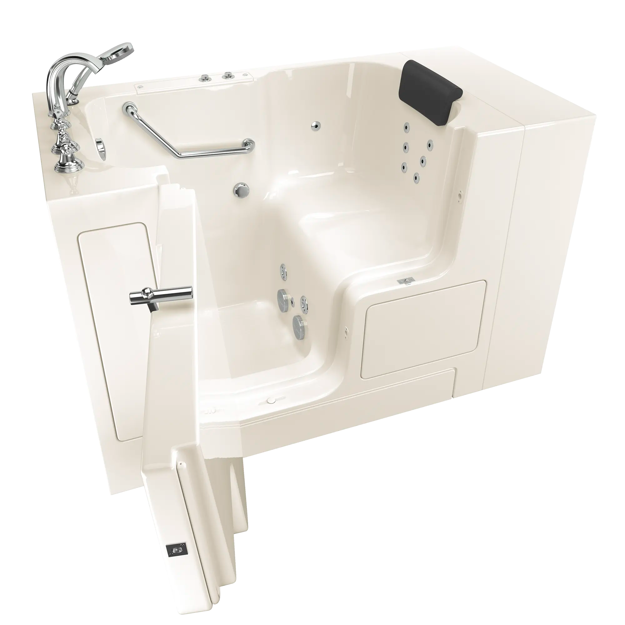Gelcoat Premium Series 32 x 52 -Inch Walk-in Tub With Whirlpool System - Left-Hand Drain With Faucet // LINEN // 171335_3252OD109WLL_SSOD5232LJ-BC_KO_0_CDNwebp.webp