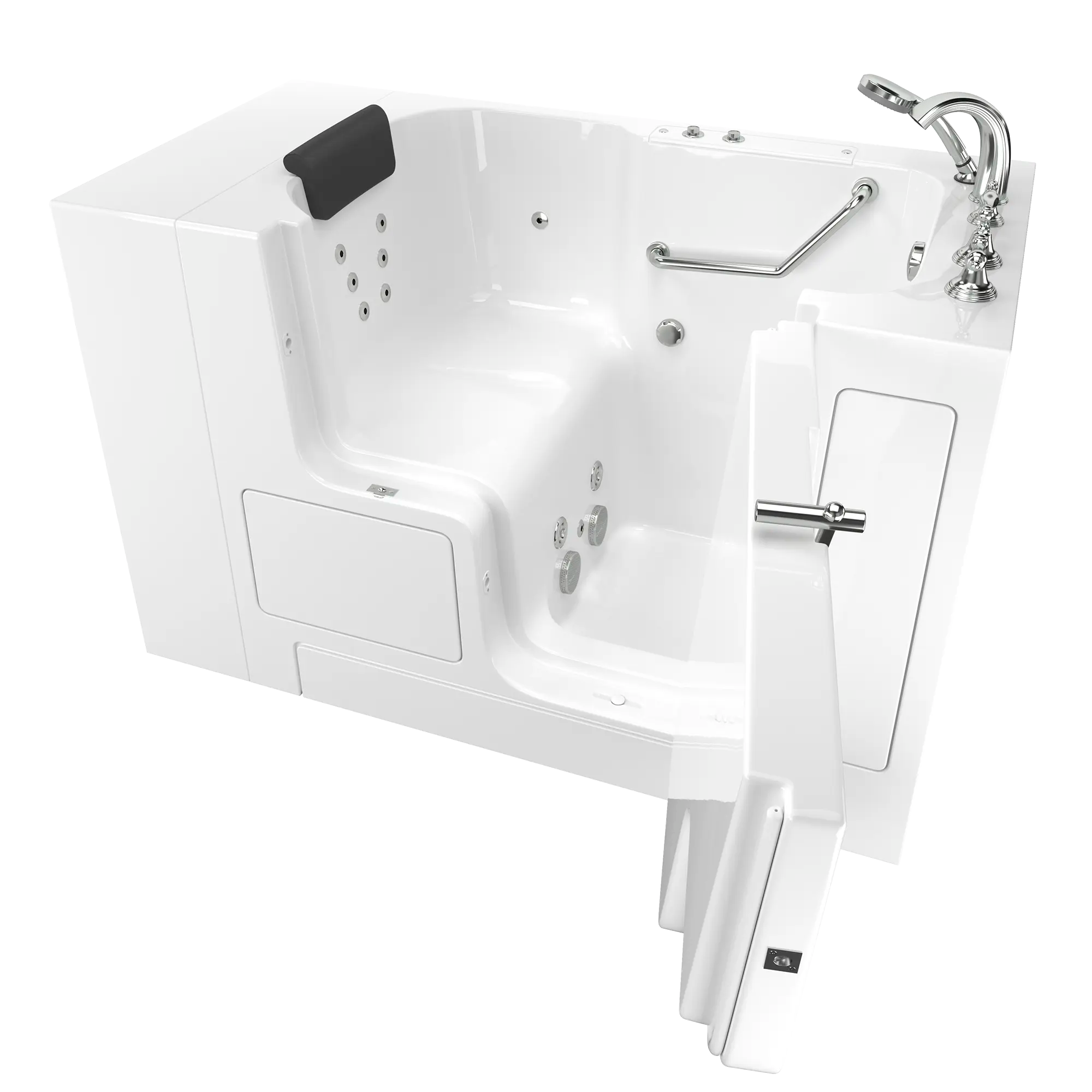 Gelcoat Premium Series 32 x 52 -Inch Walk-in Tub With Whirlpool System - Right-Hand Drain With Faucet // WHITE // 171337_3252OD109WRW_SSOD5232RJ-WH_KO_0_CDNwebp.webp