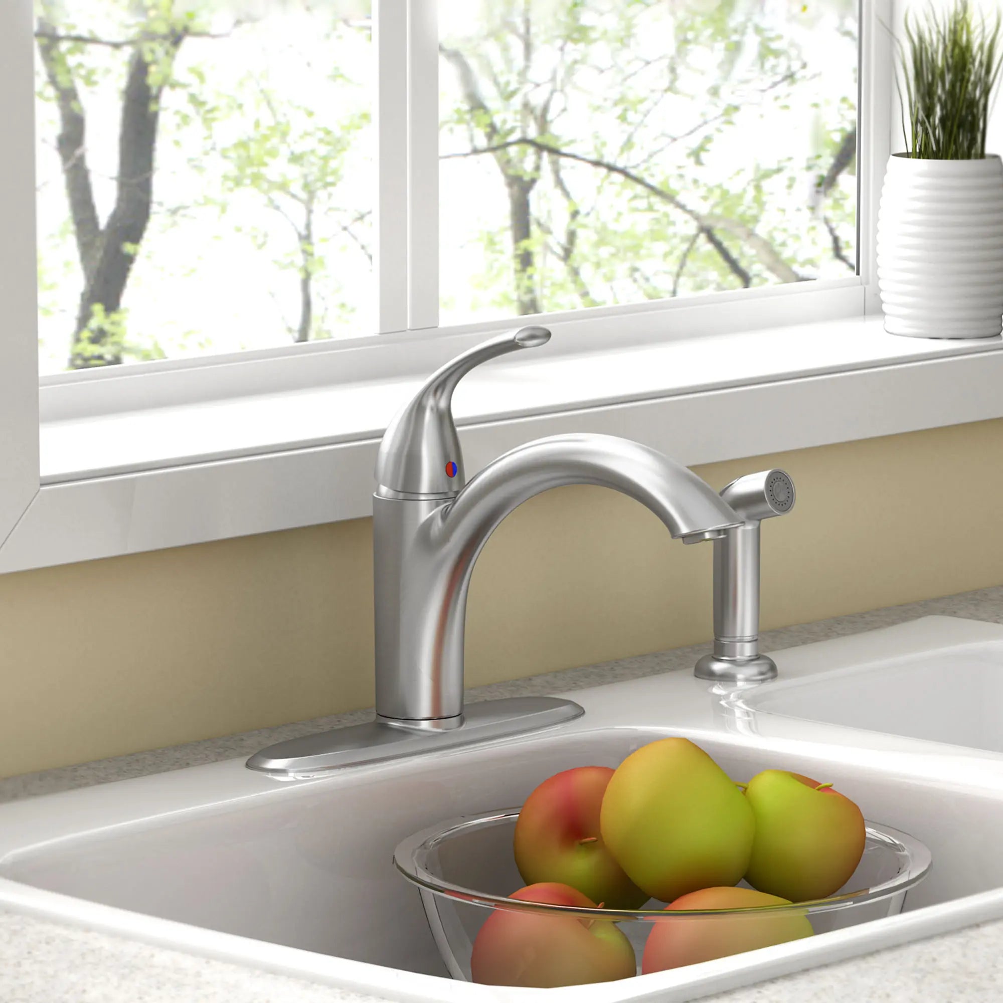 Quince® Single-Handle Kitchen Faucet 2.2 gpm/8.3 L/min With Side Spray // STAINLESS STEEL // 173773_4433001075_01_0_CDNwebp.webp