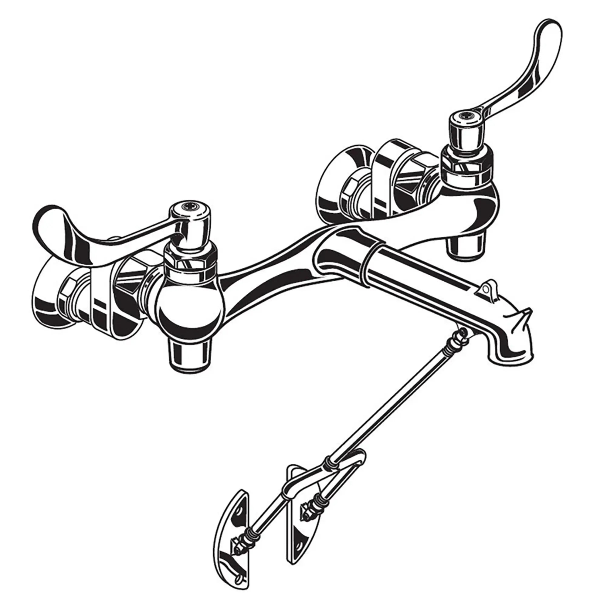 Bottom Brace Wall-Mount Service Sink Faucet With 8-Inch Spout and Offset Shanks // POLISHED CHROME // 174820_8355101.002_0_CDNwebp.webp