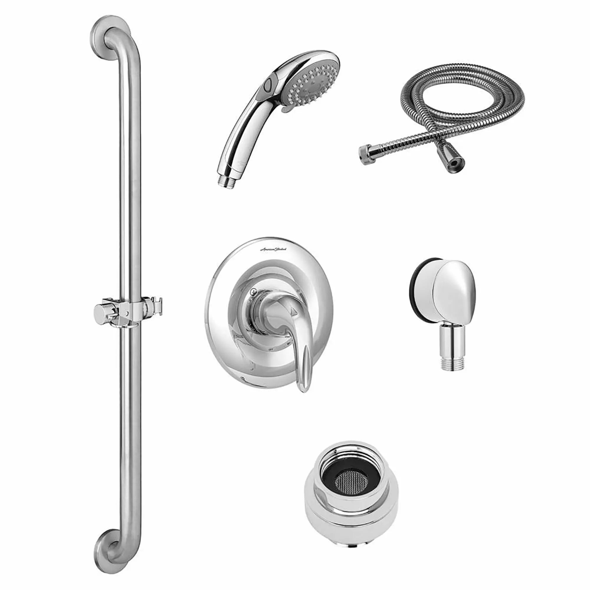 Commercial Shower System Trim Kit 1.5 gpm/5.7 Lpm with 36-Inch Slide-Grab Bar and Hand Shower // POLISHED CHROME // 174981_TU662SG211.002_0_CDNwebp.webp