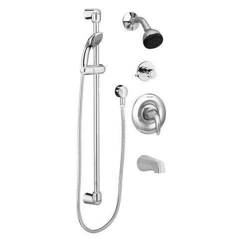Commercial Shower System Trim Kit 2.5 gpm/9.5 Lpm with 36-Inch Slide Bar, Hand Shower, Showerhead and Tub Spout
