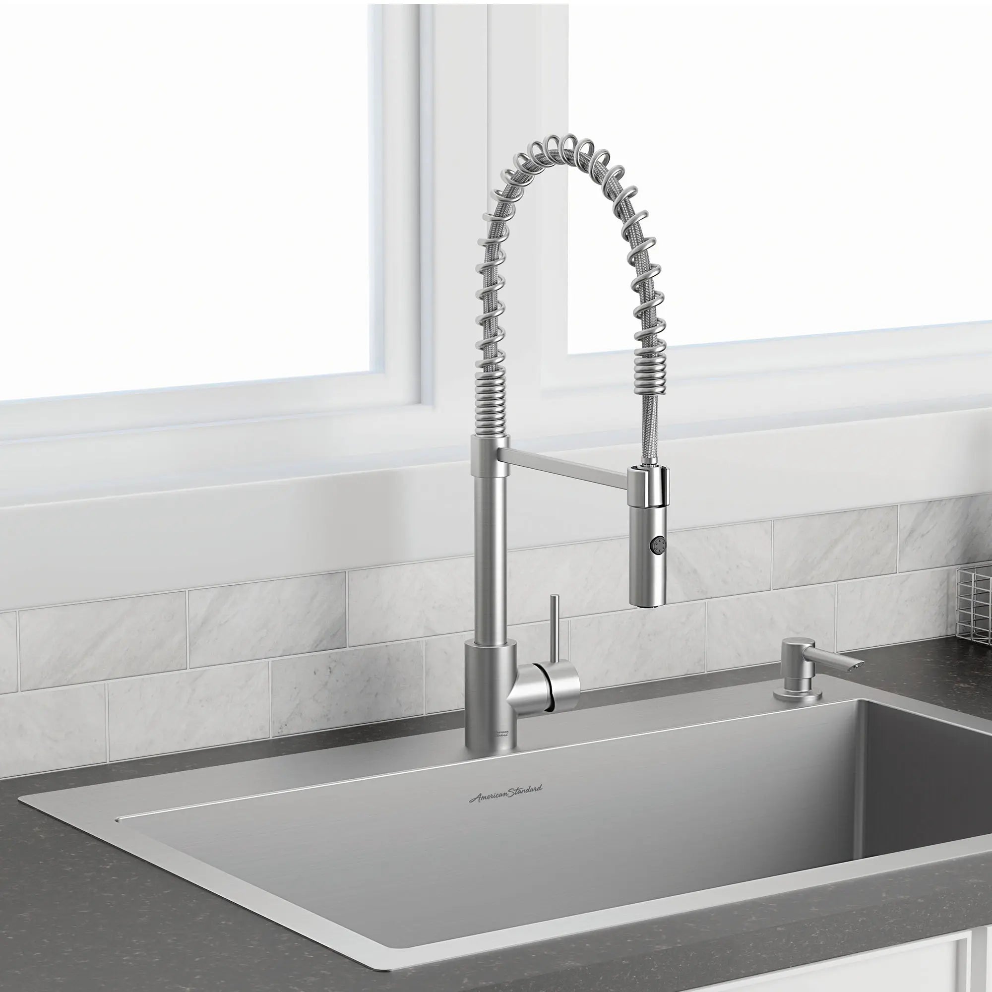 Culver®33 x 22-Inch Stainless Steel Kitchen Sink with Semi-Pro Faucet // STAINLESS STEEL // 175612_B-18SB9332282C075_Front_View_0_CDNwebp.webp